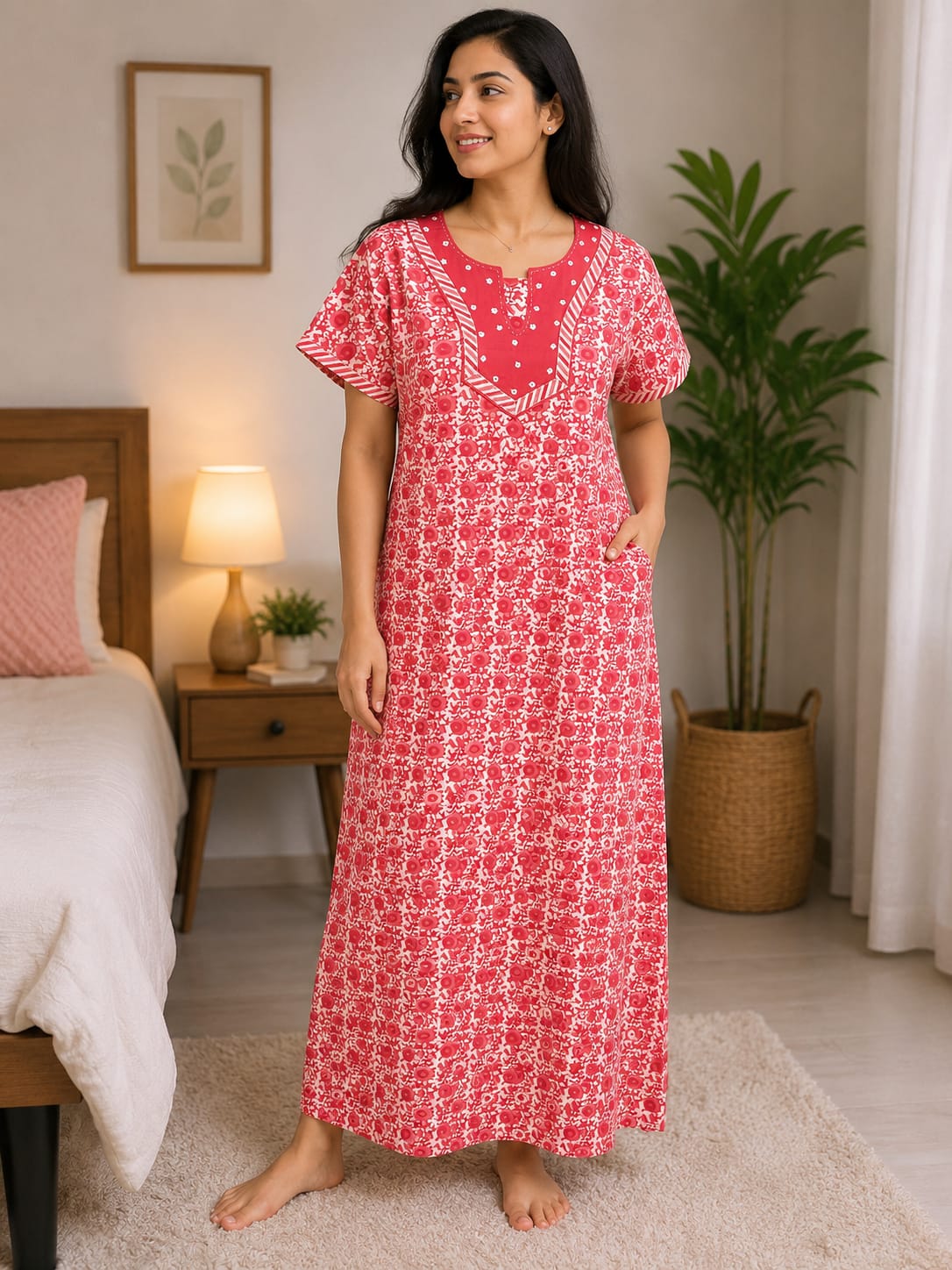 Printed cotton nighty