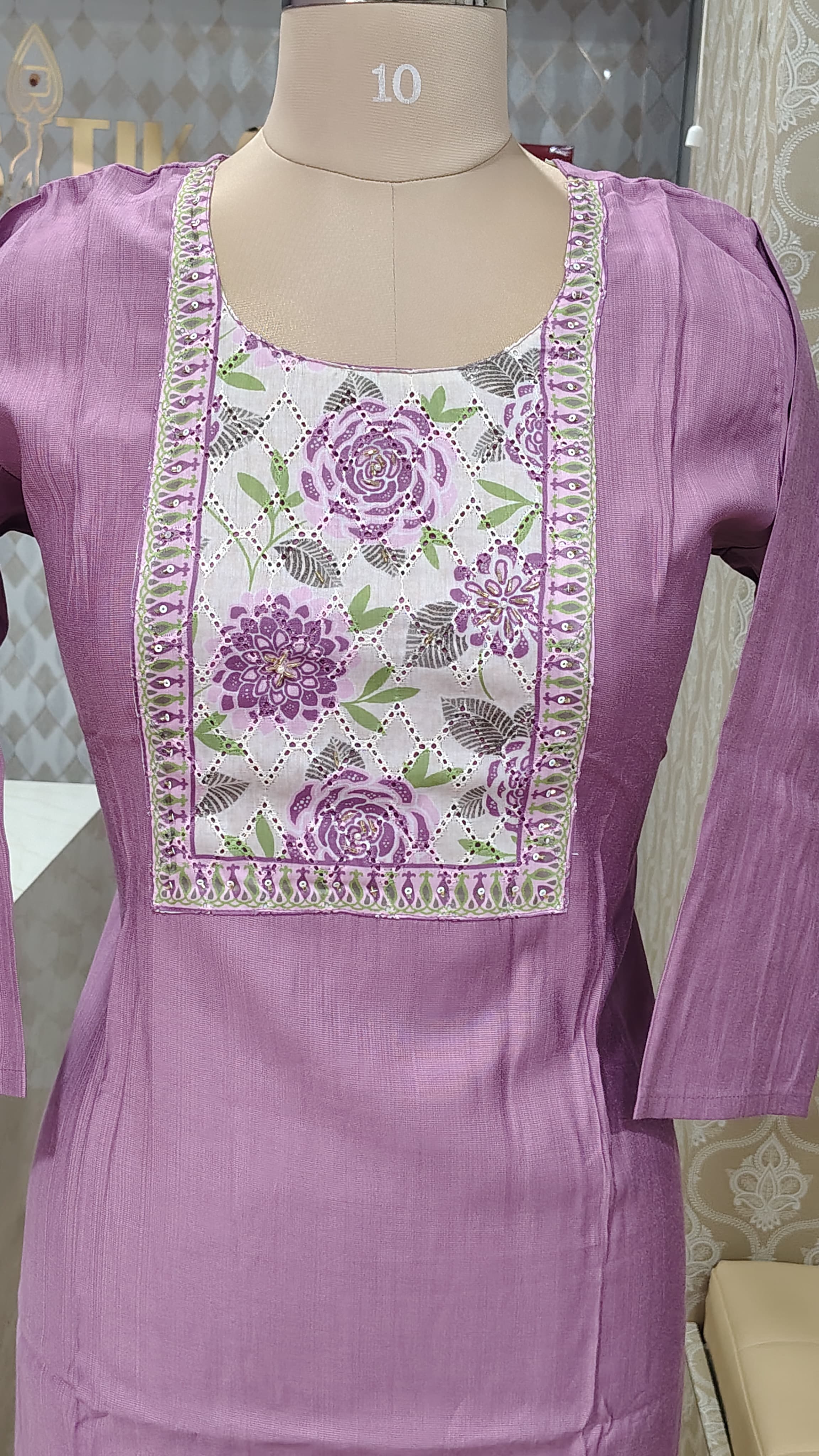 Elegant Lavender Floral KURTHI SET