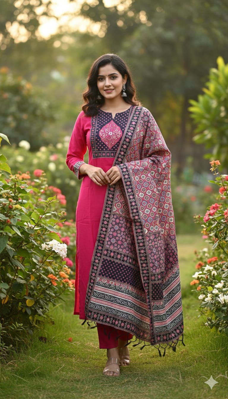 Rani pink kurthi set