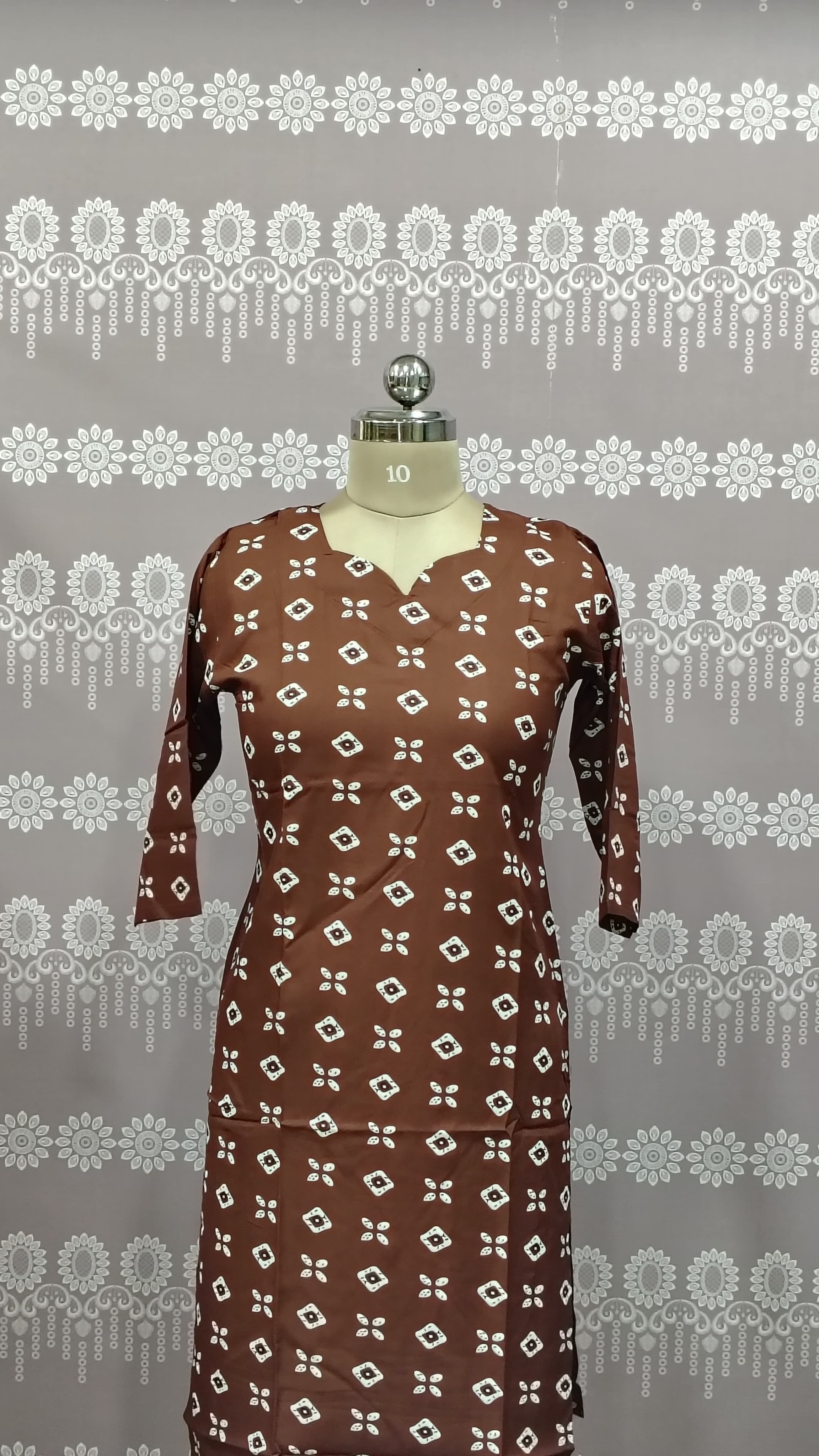 Brown printed top