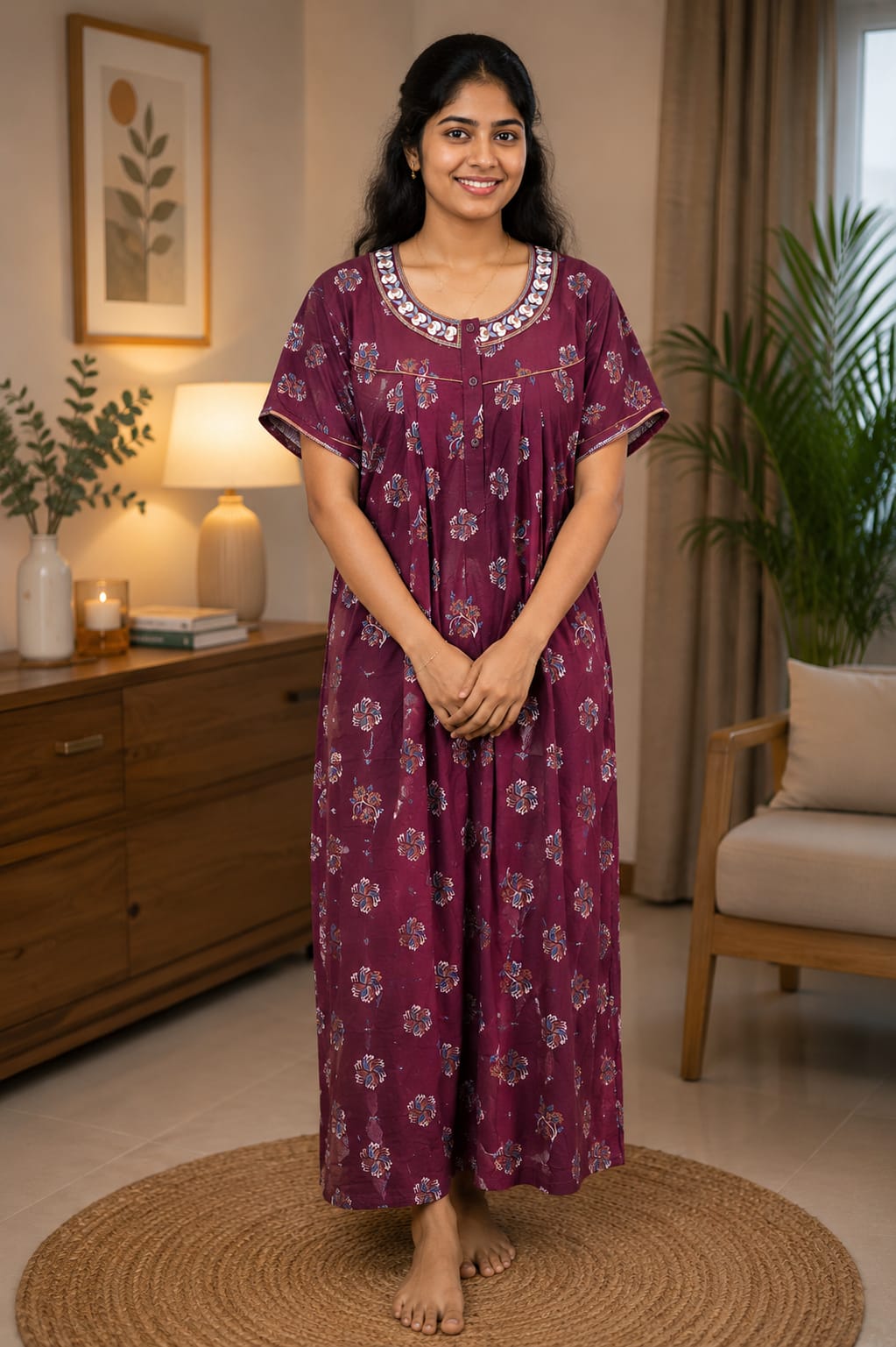Floral cotton nighty