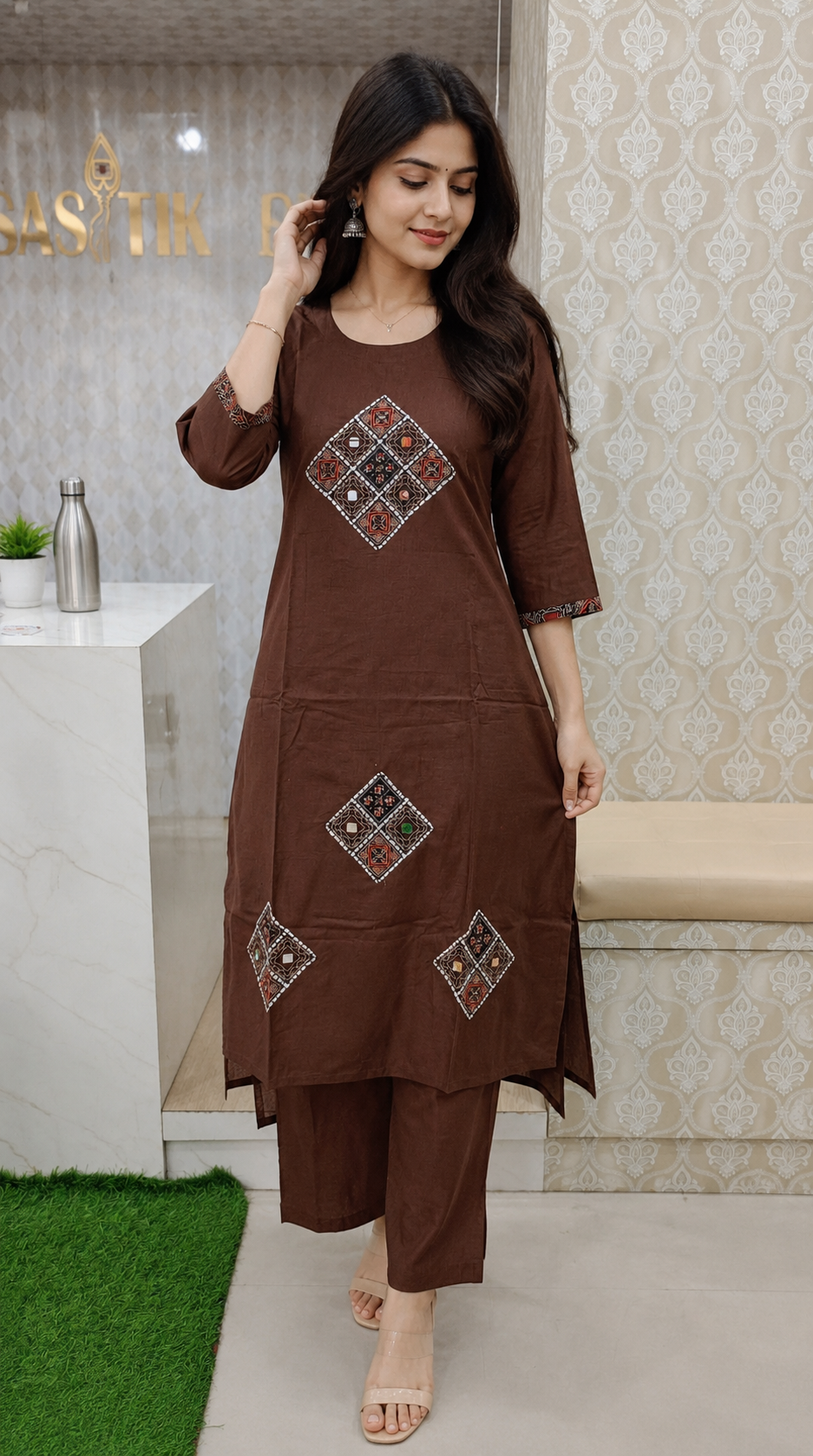 Brown Elegant Kurti Set