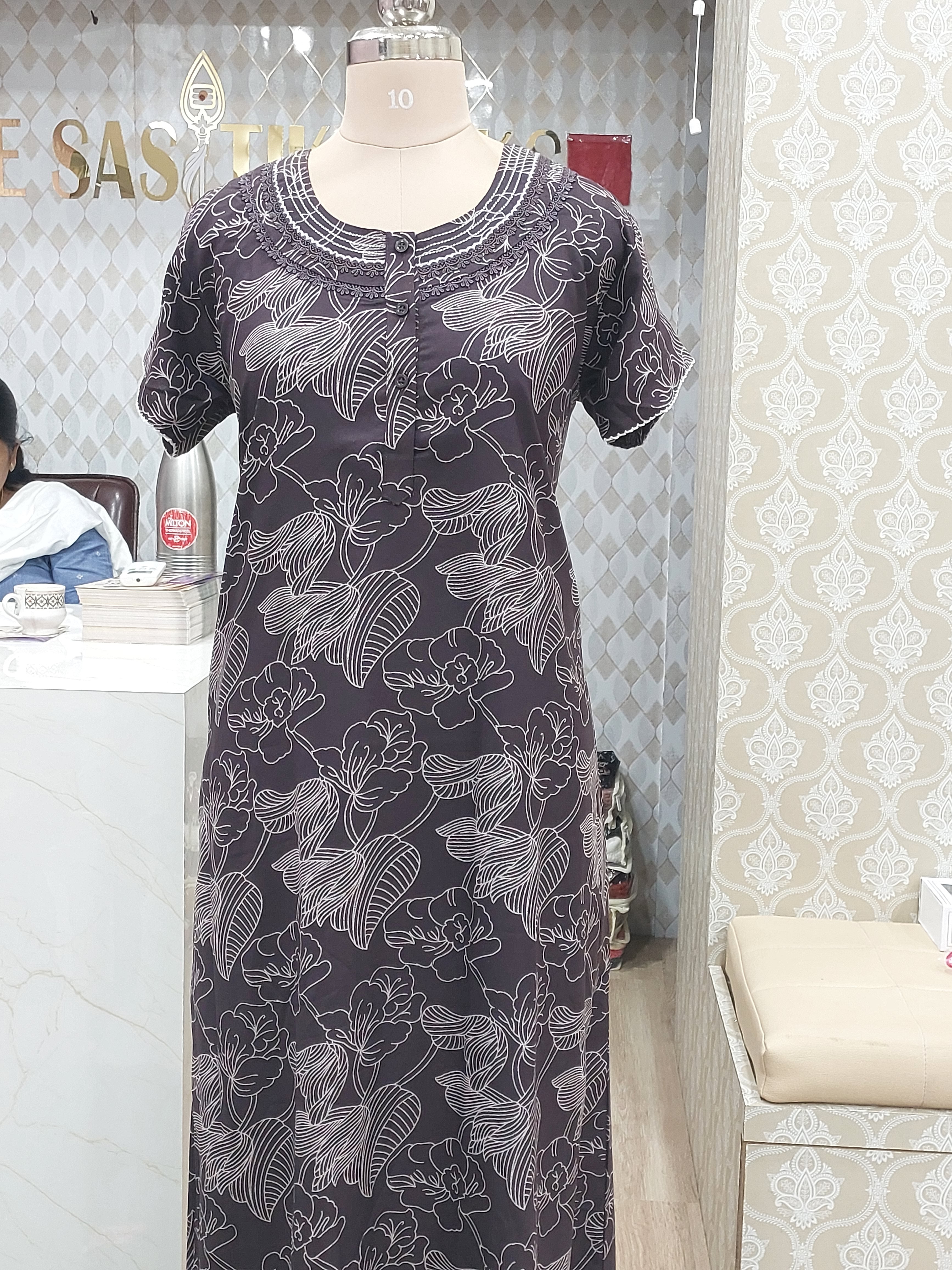Charcoal Grey cotton nighty