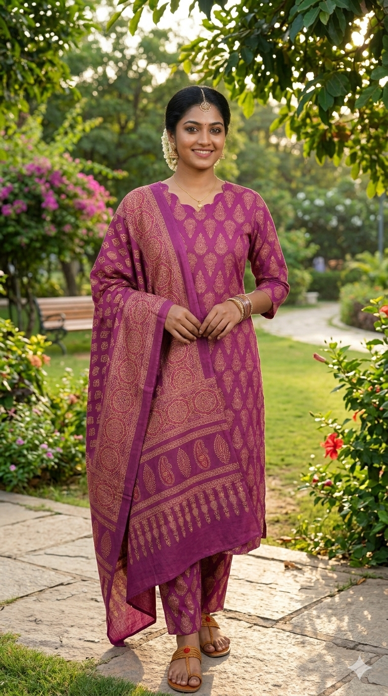printed  cotton kurthi set