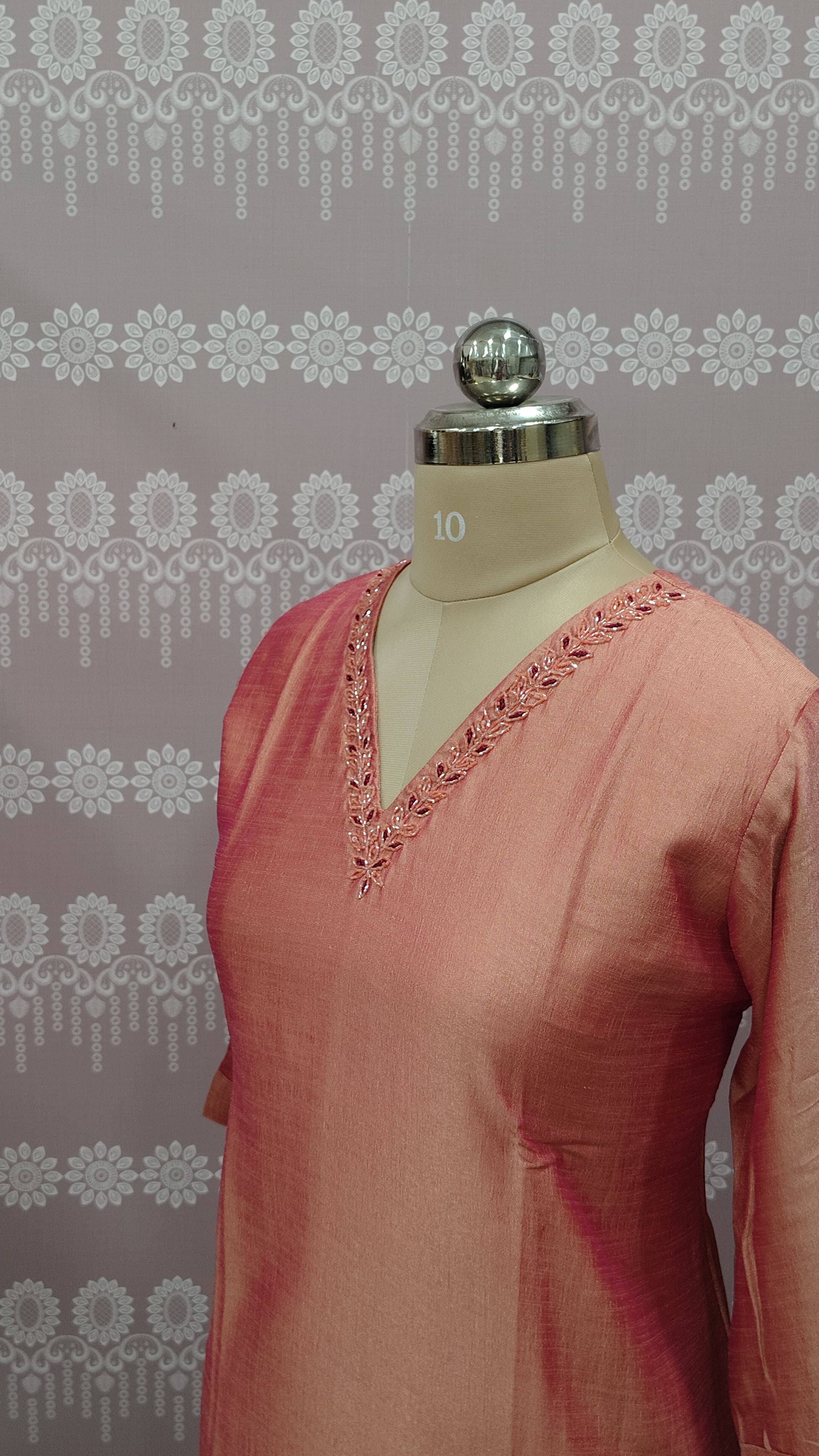 V-neck sequin work top