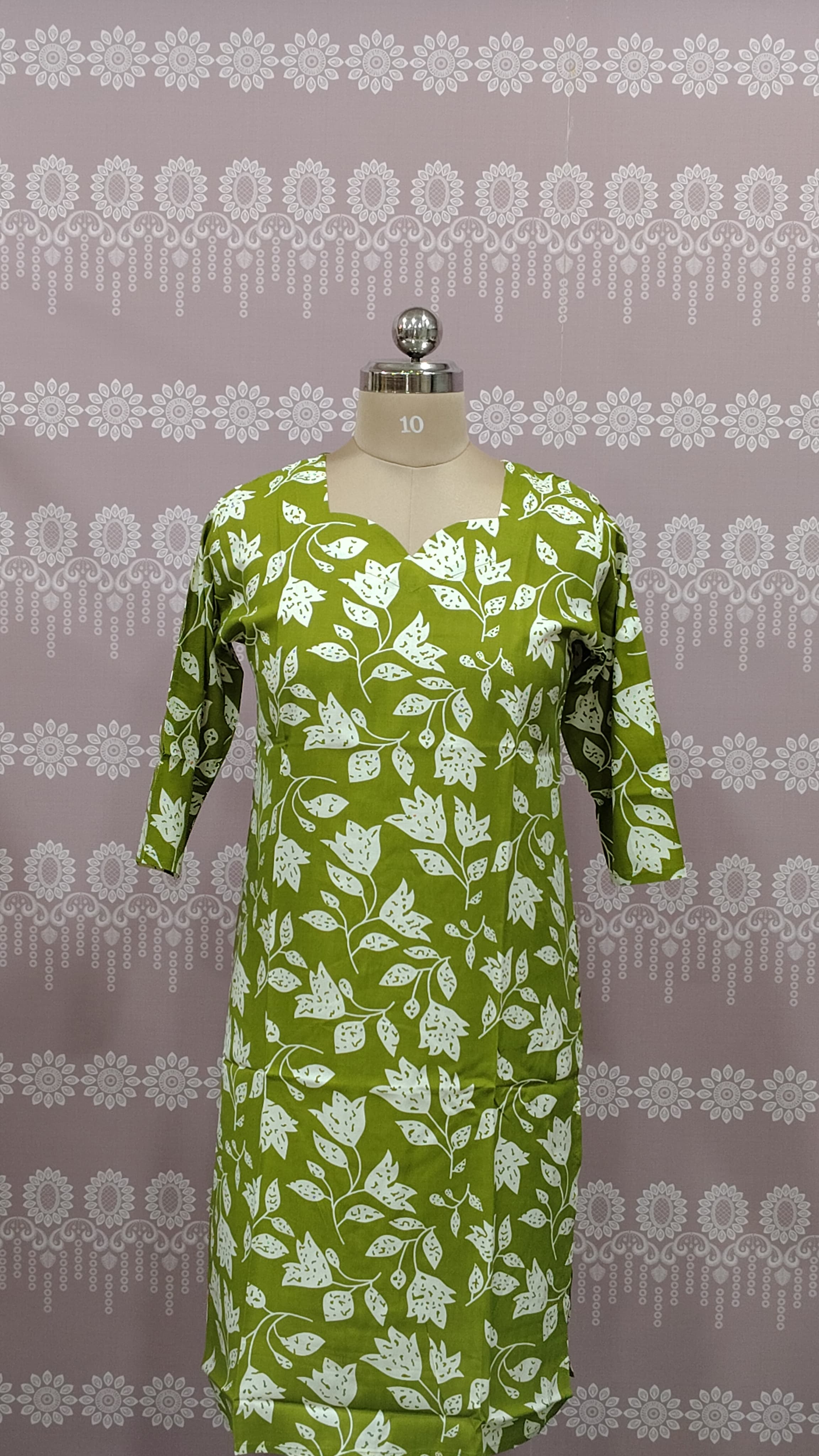 green  printed top