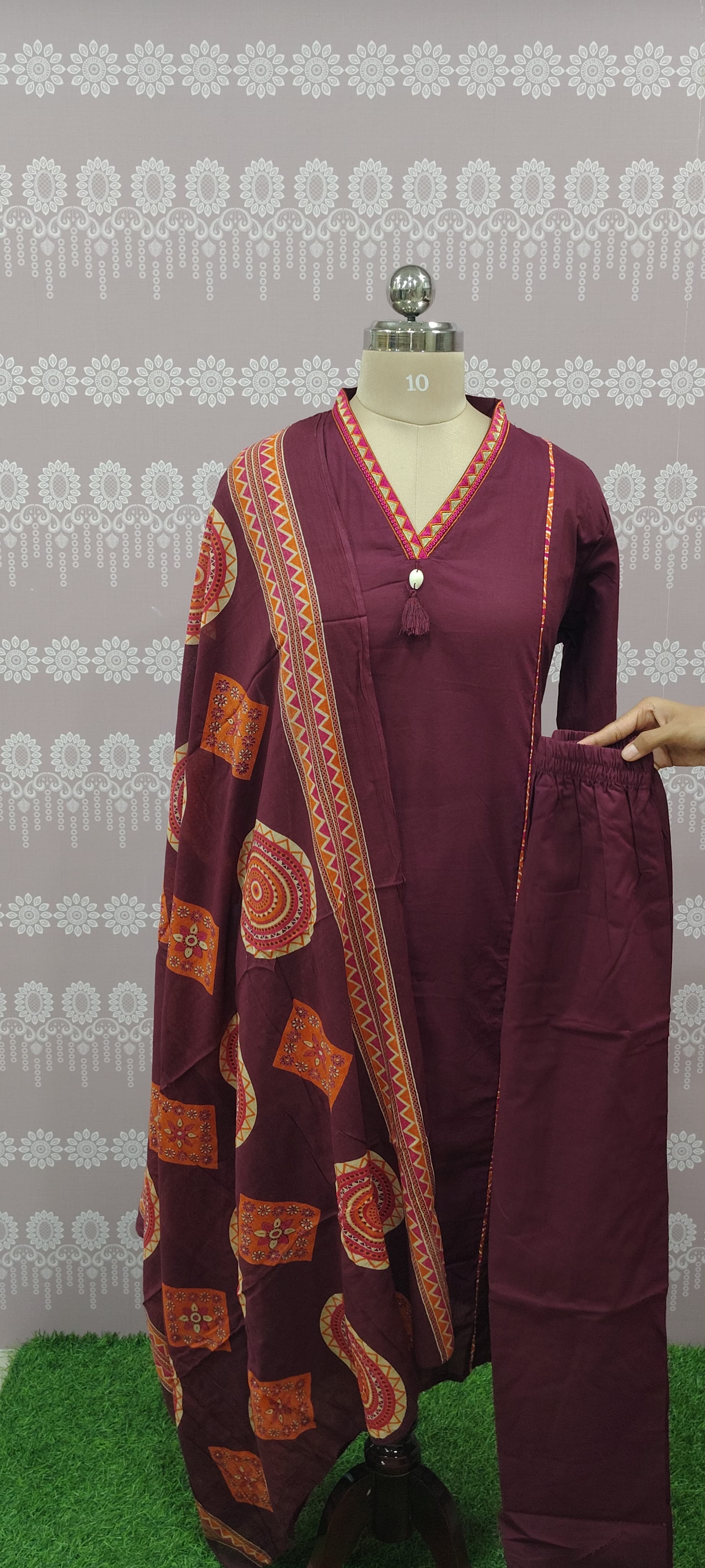 Elegant maroon kurthi set
