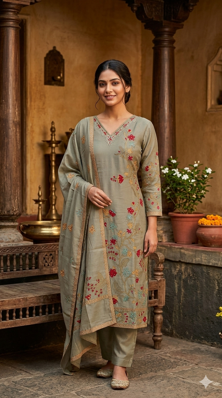 Pastel floral kurthi set