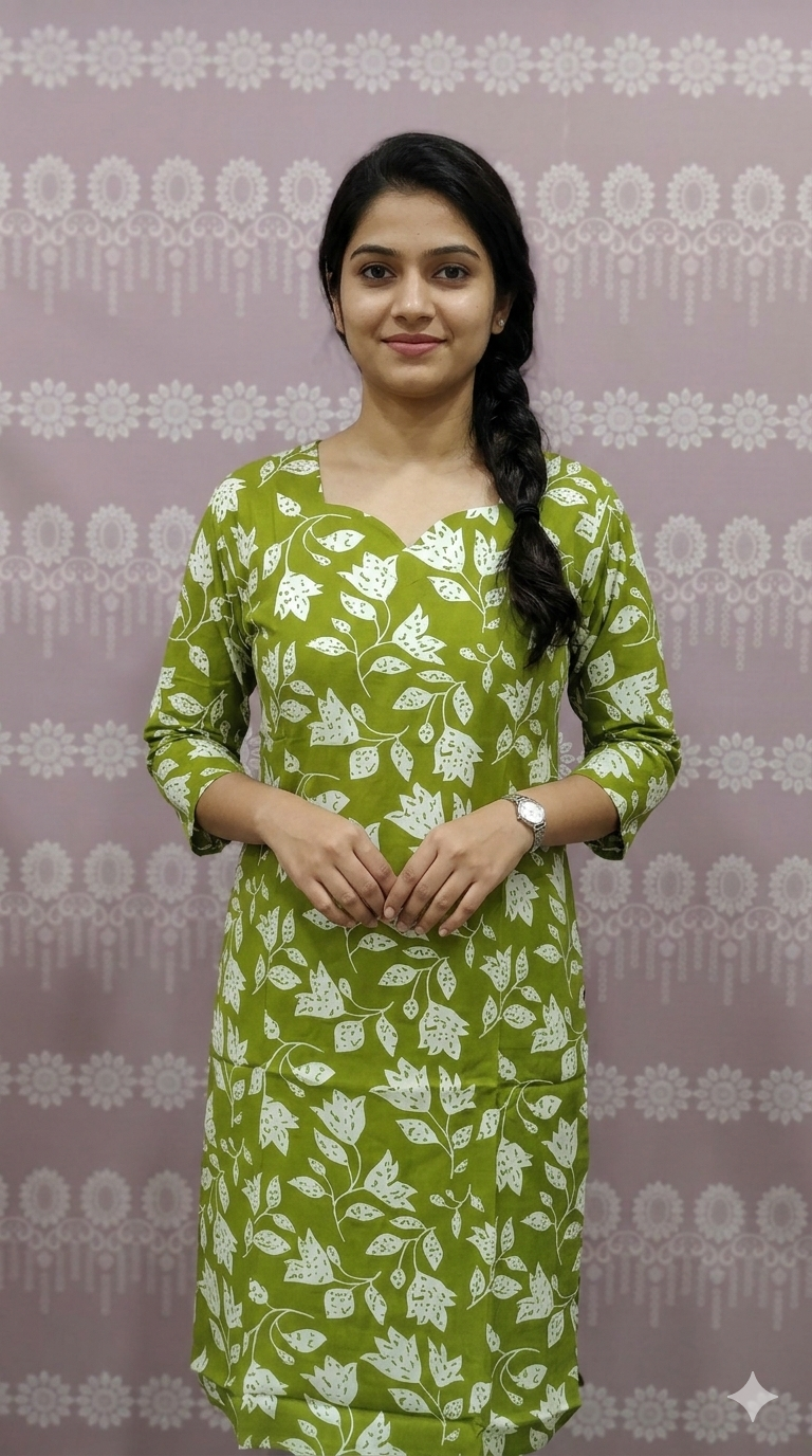green  printed top