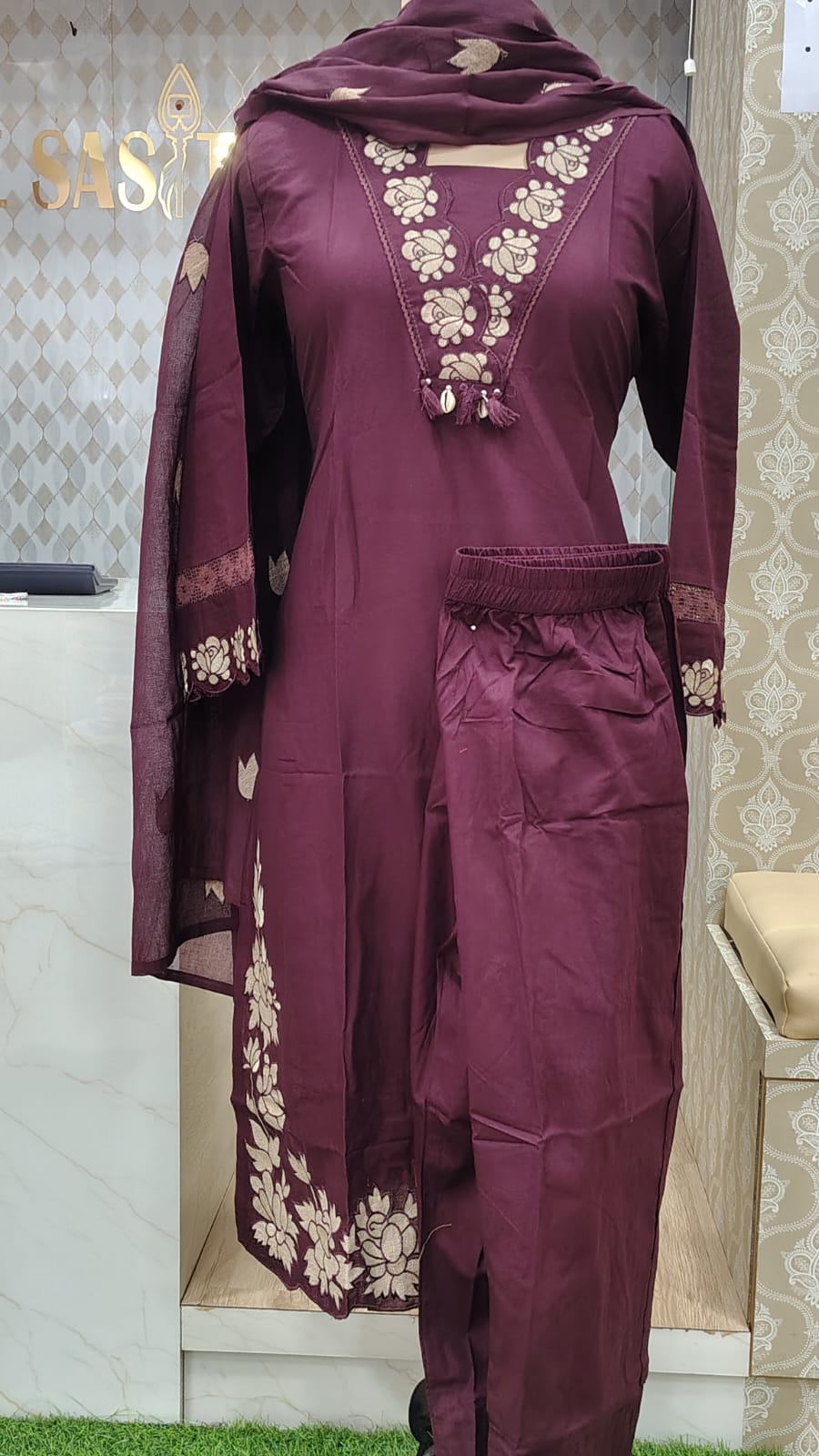 Brown printed kurthi set