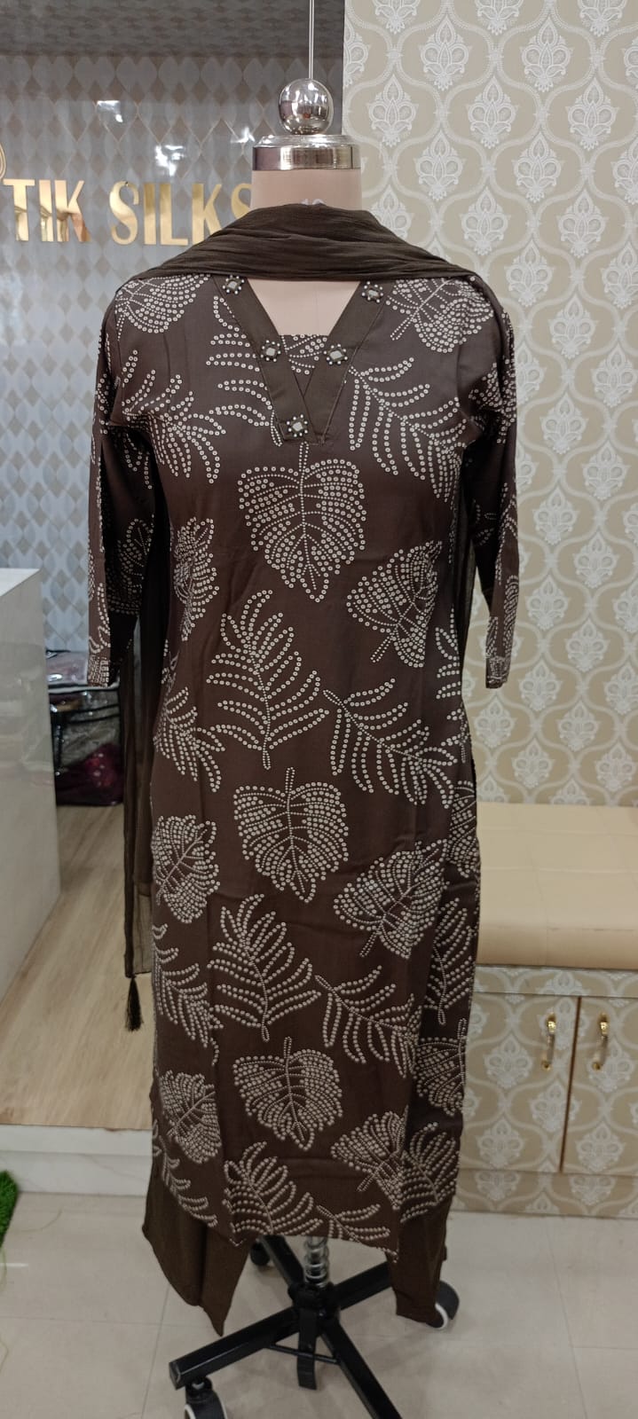 Brown Elegant Kurti Set