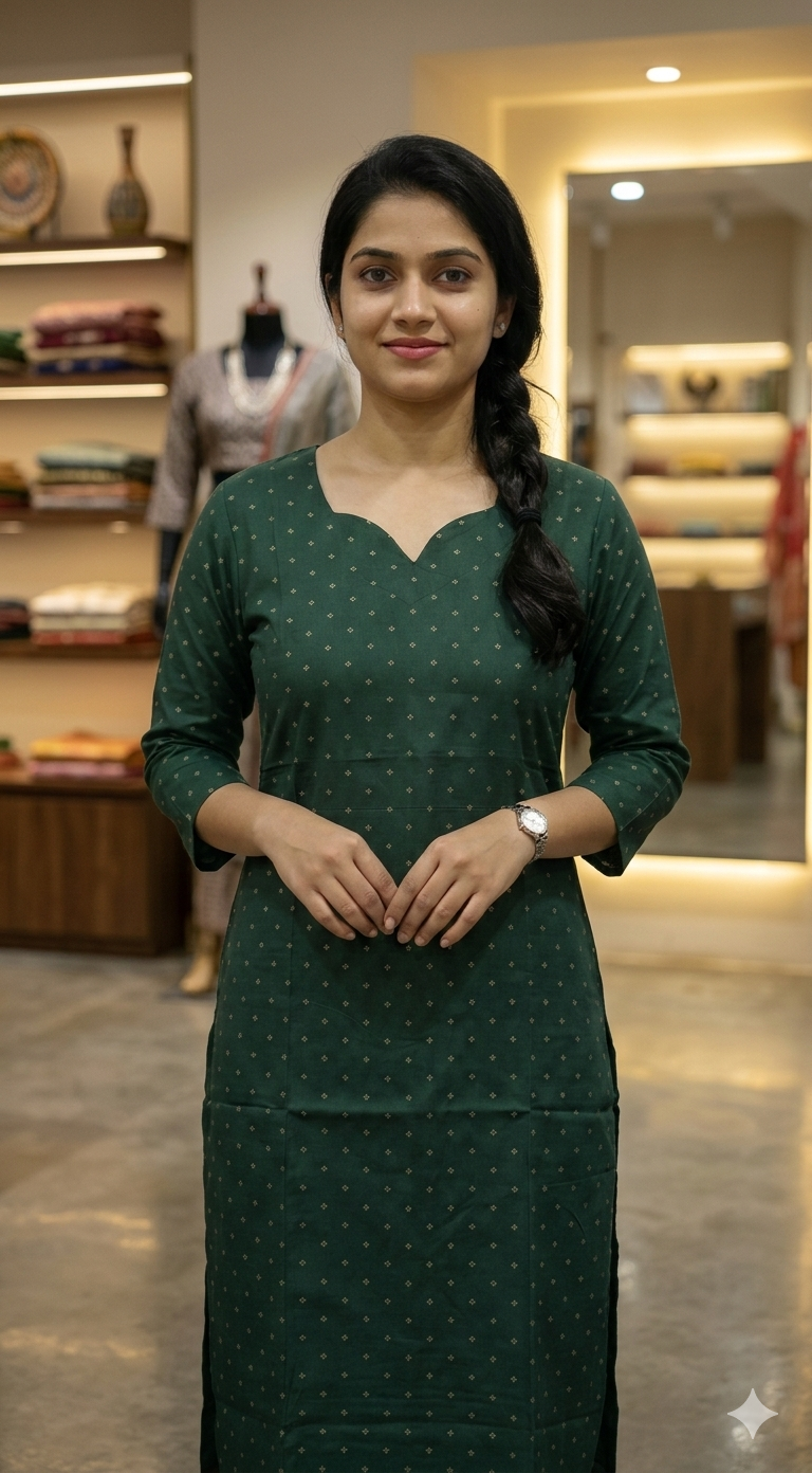 Deep green  printed top