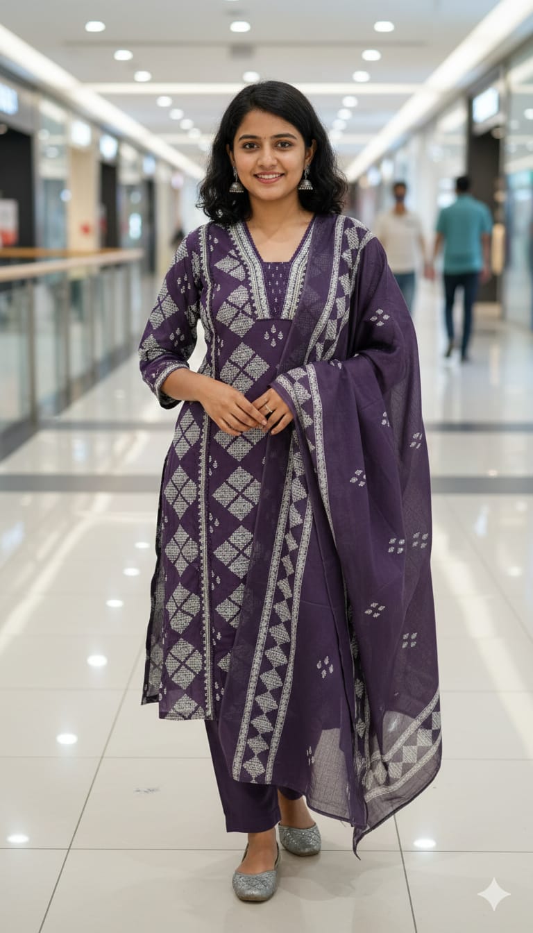 Elegant purple kurta set