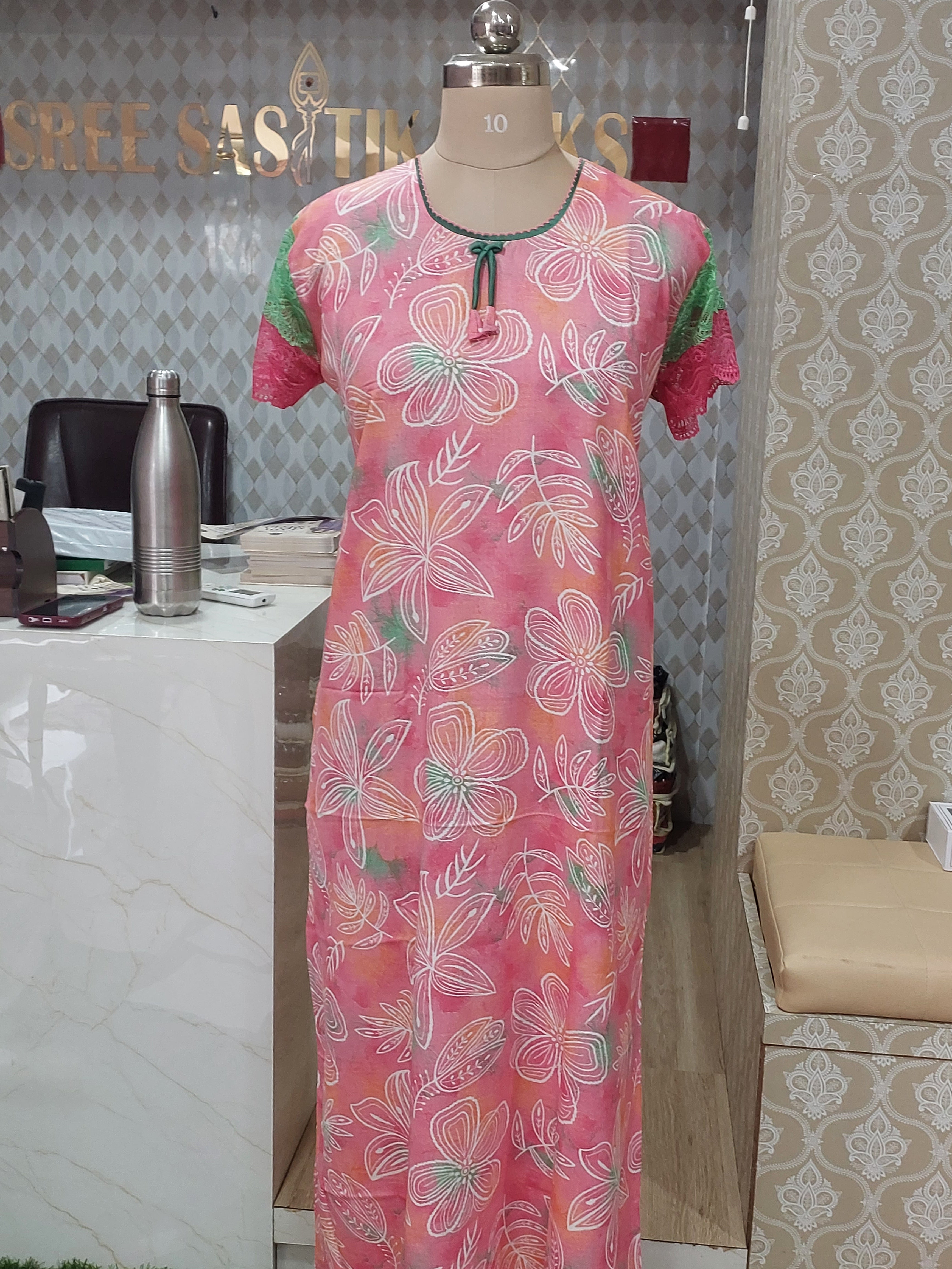 Pink base Colour nighty