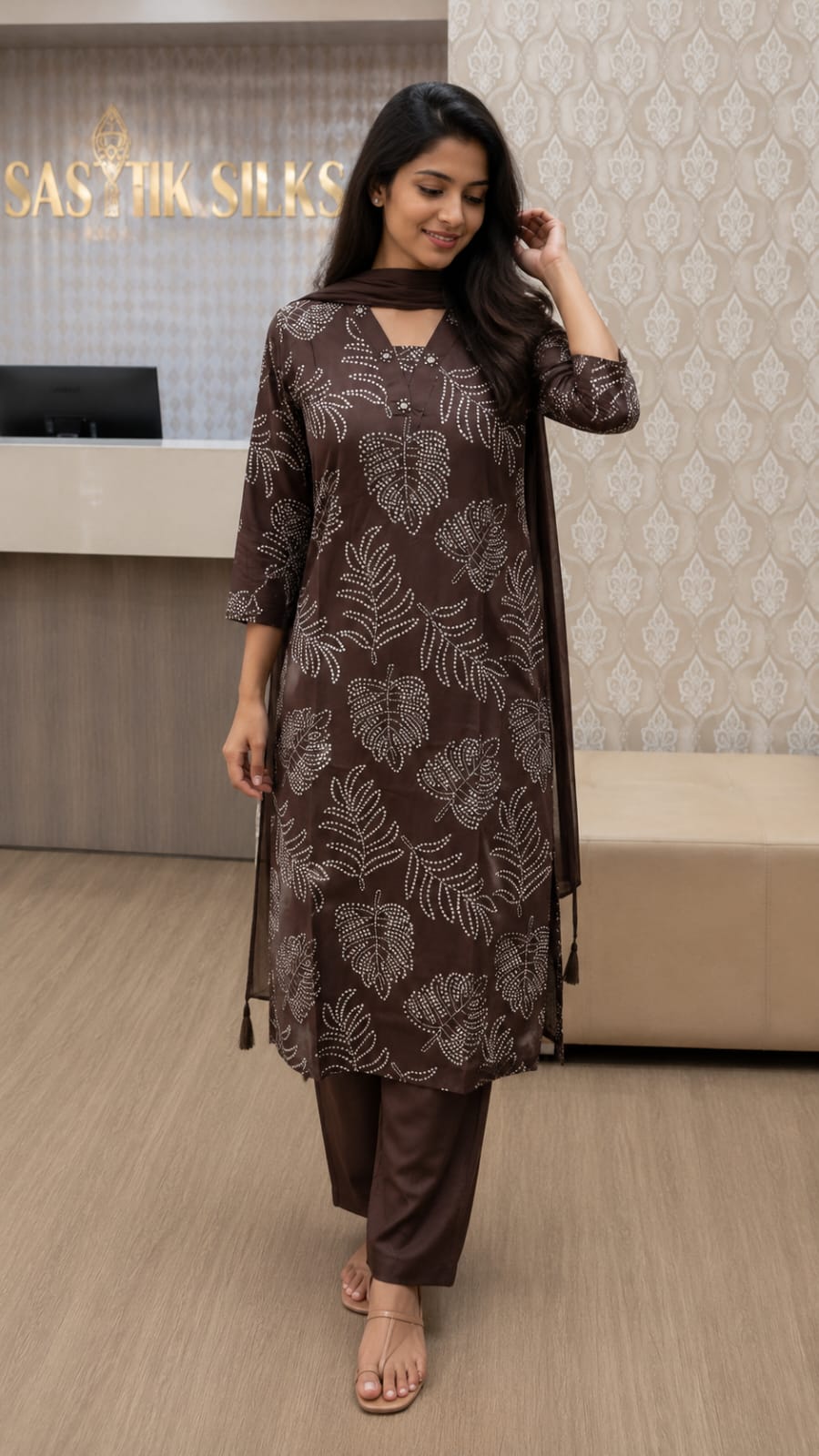 Brown Elegant Kurti Set