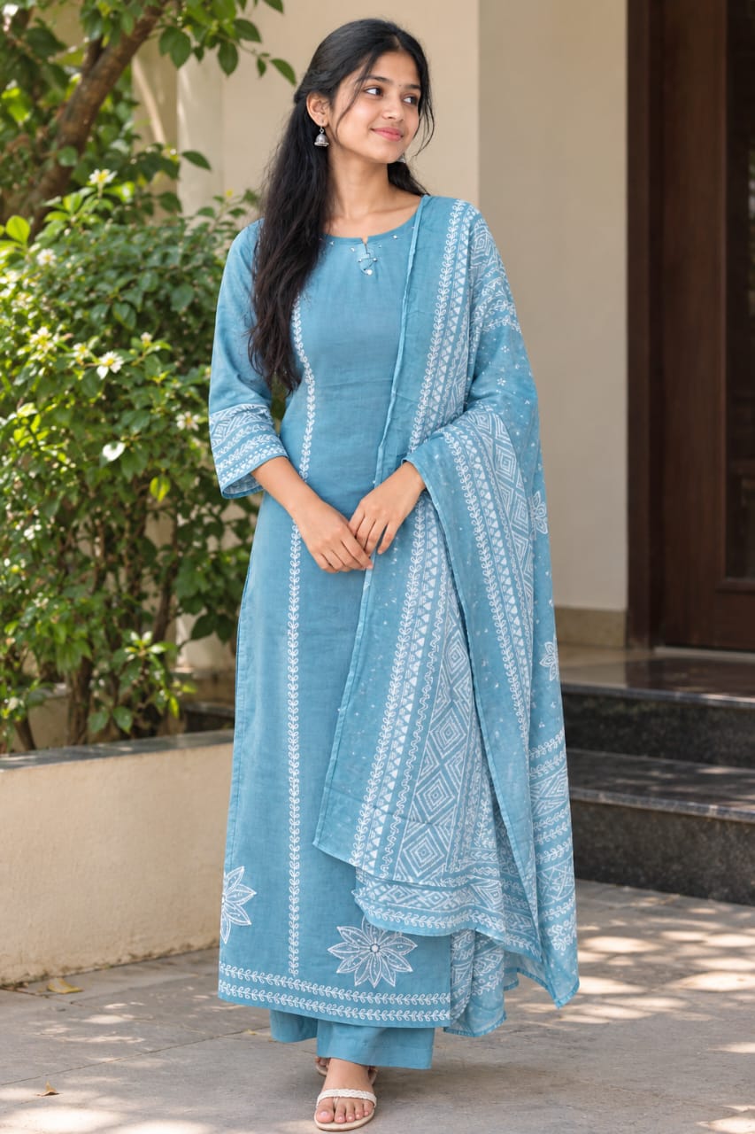 Sky blue kurti set
