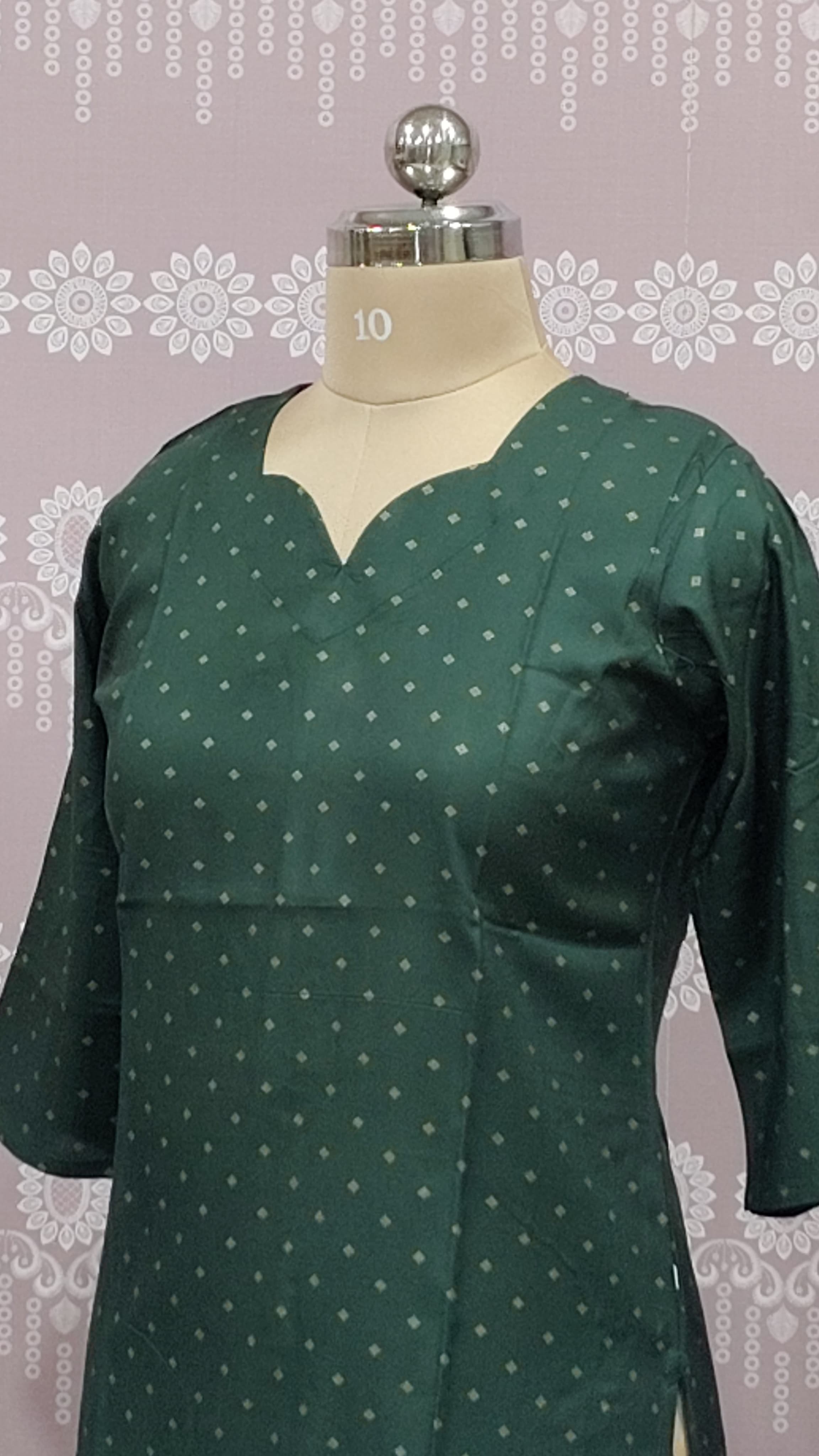 Deep green  printed top