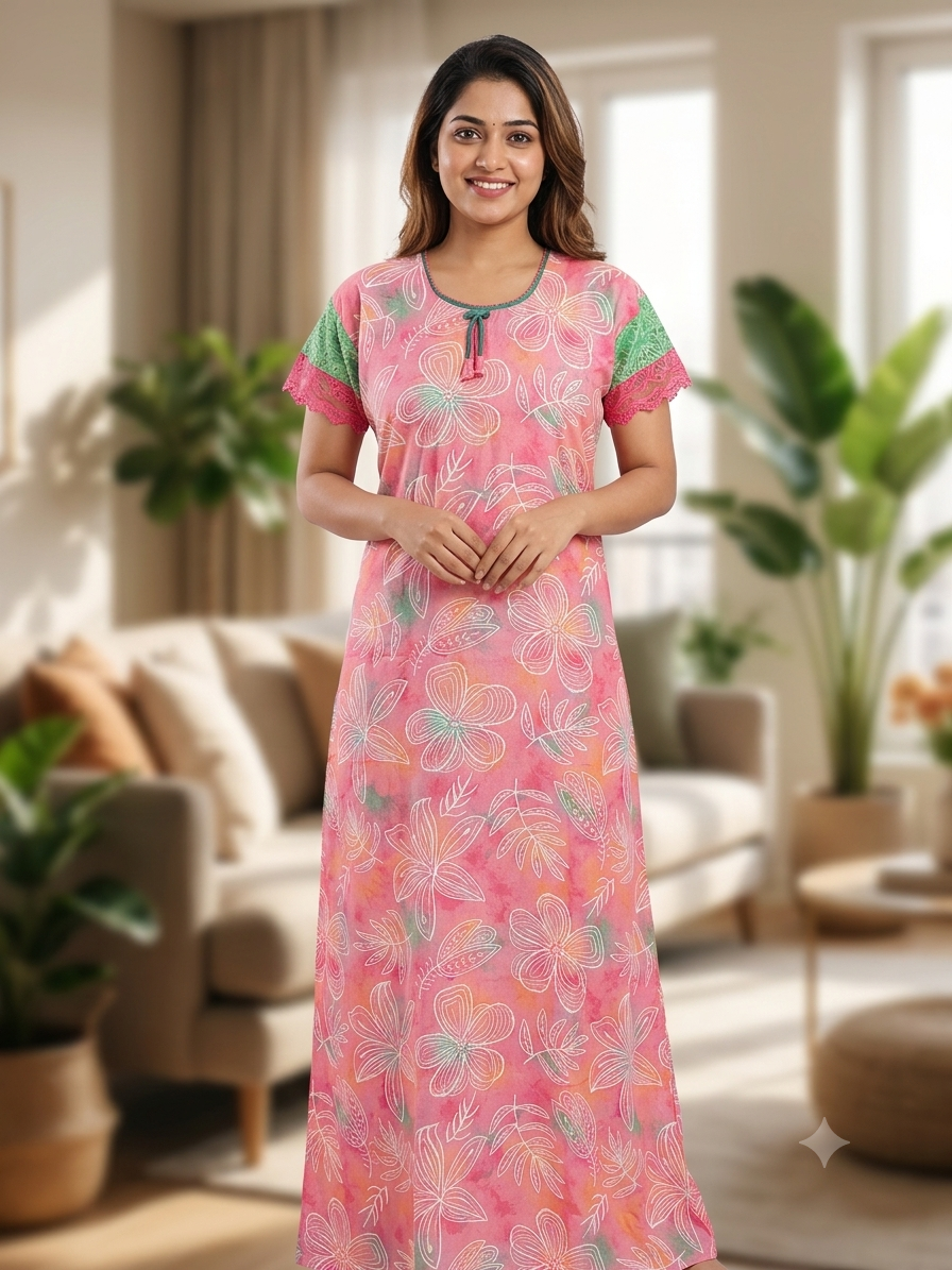 Pink base Colour nighty