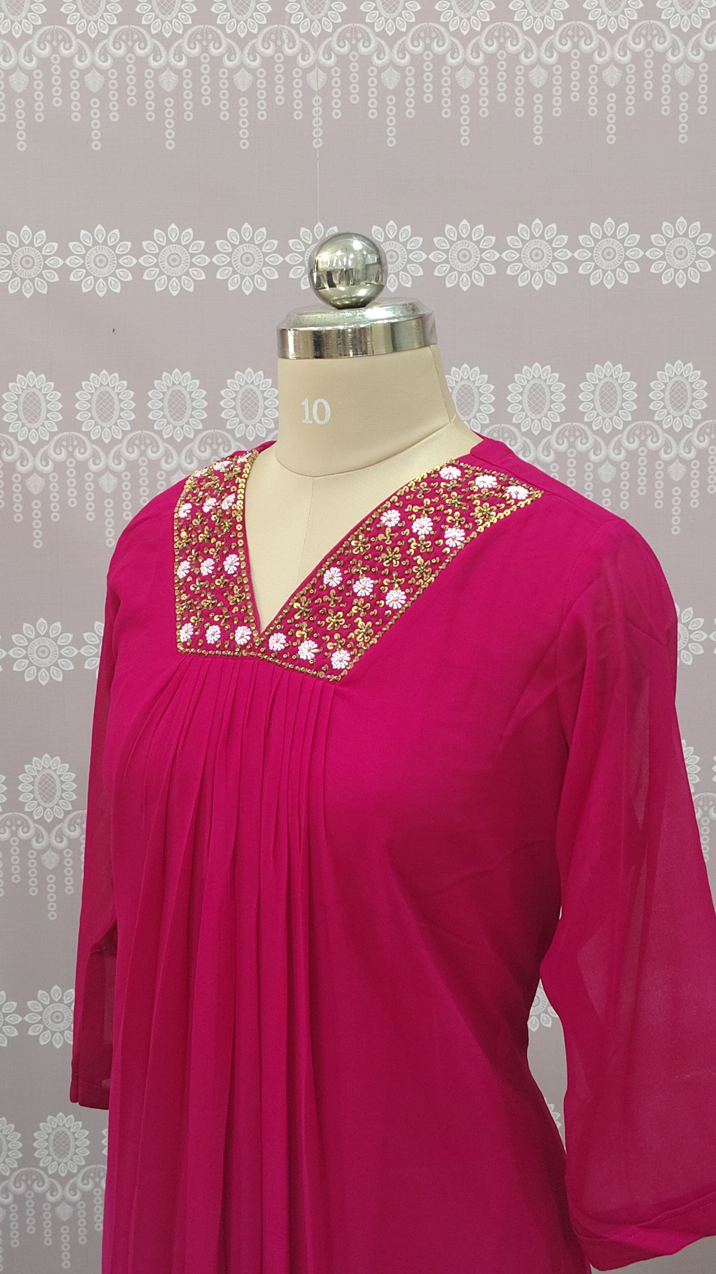 Graceful Pink Embroidered maxi