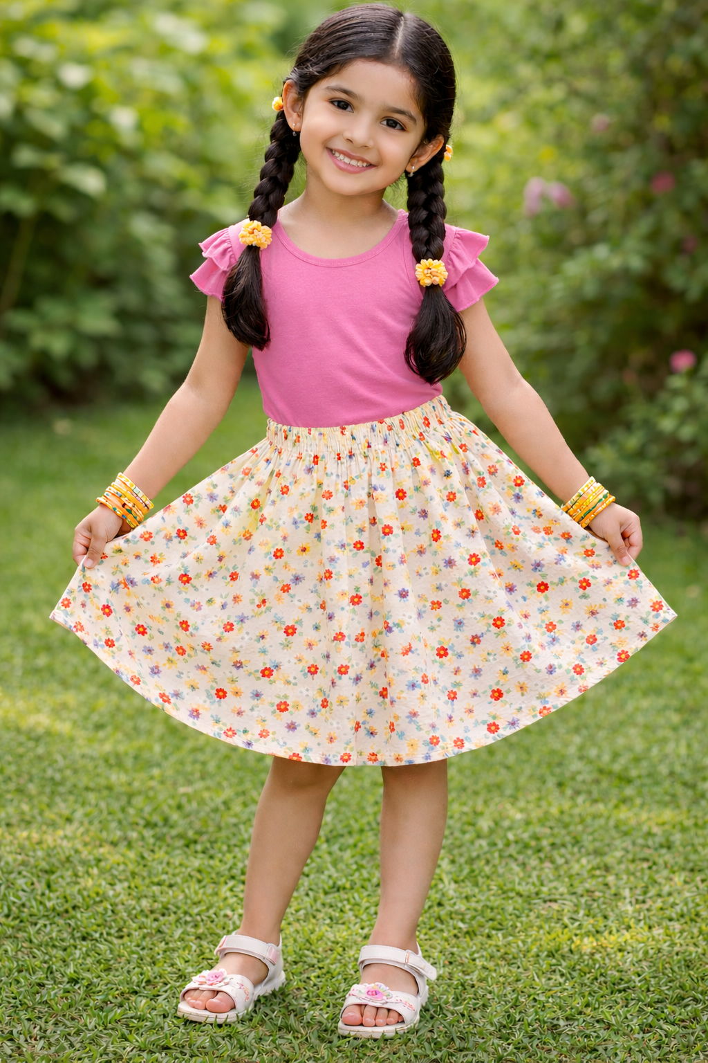Kids Floral Printed Skirt