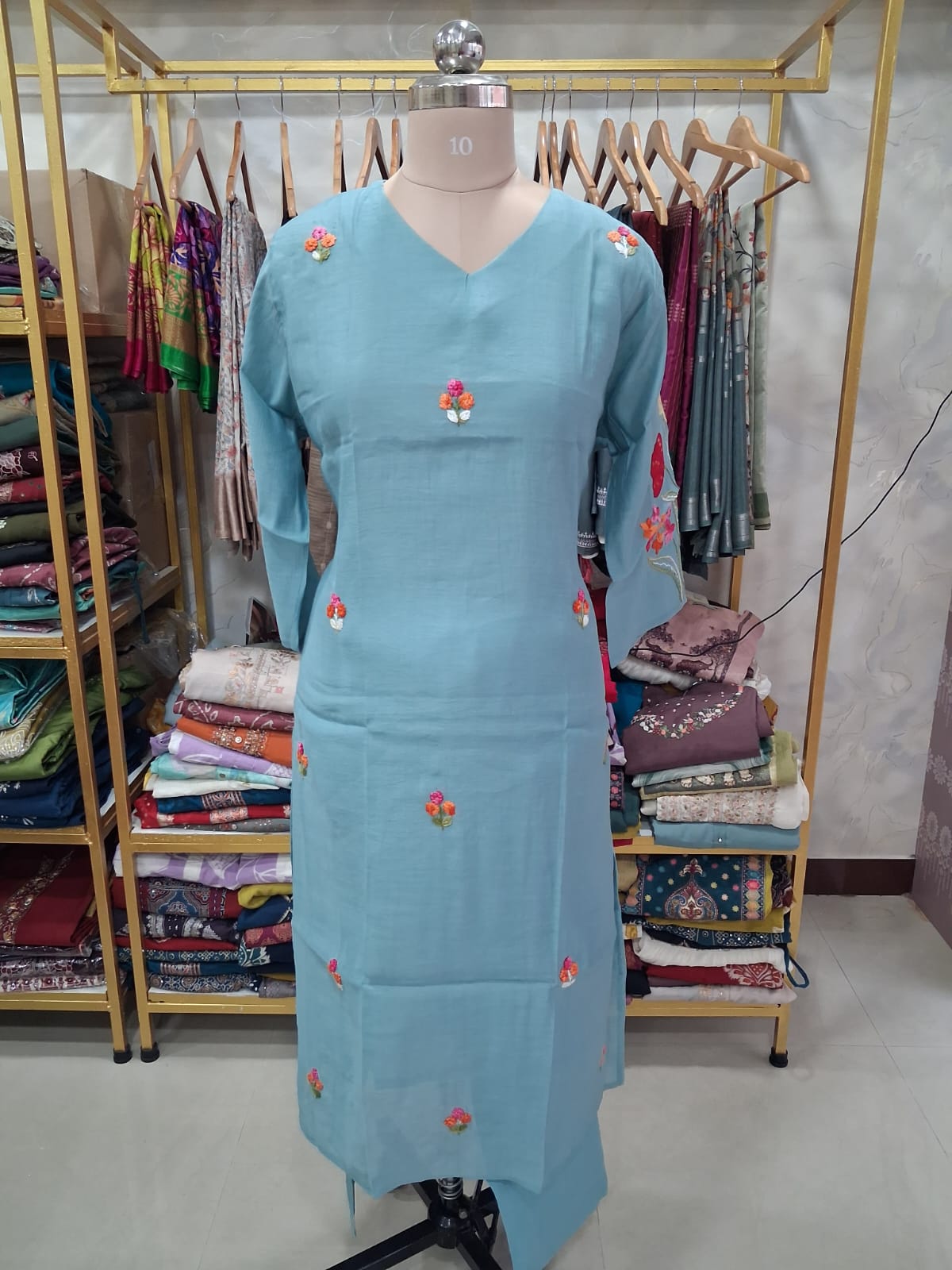 Navy Blue Floral printed kurti set