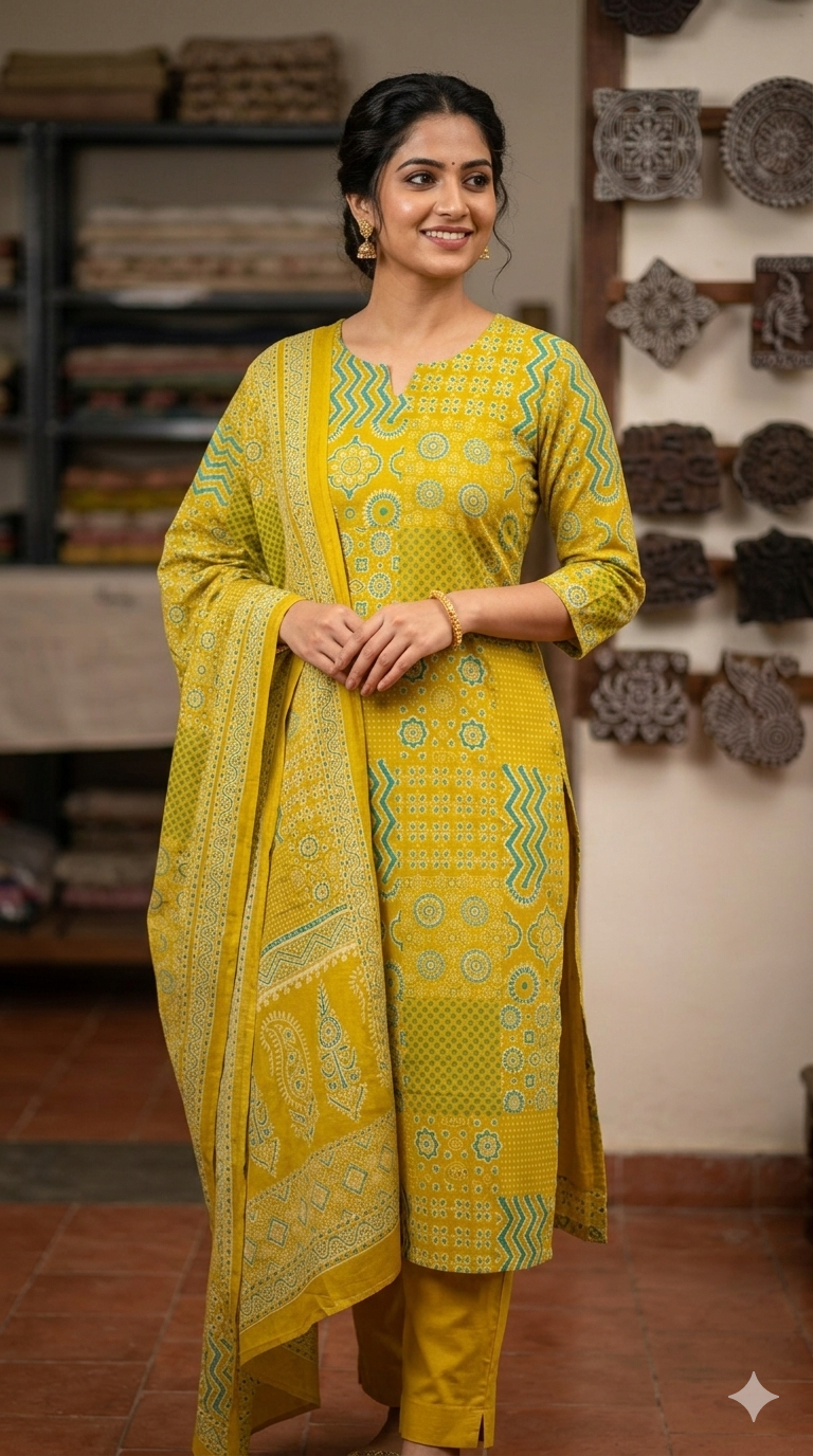 printed  cotton kurthi set