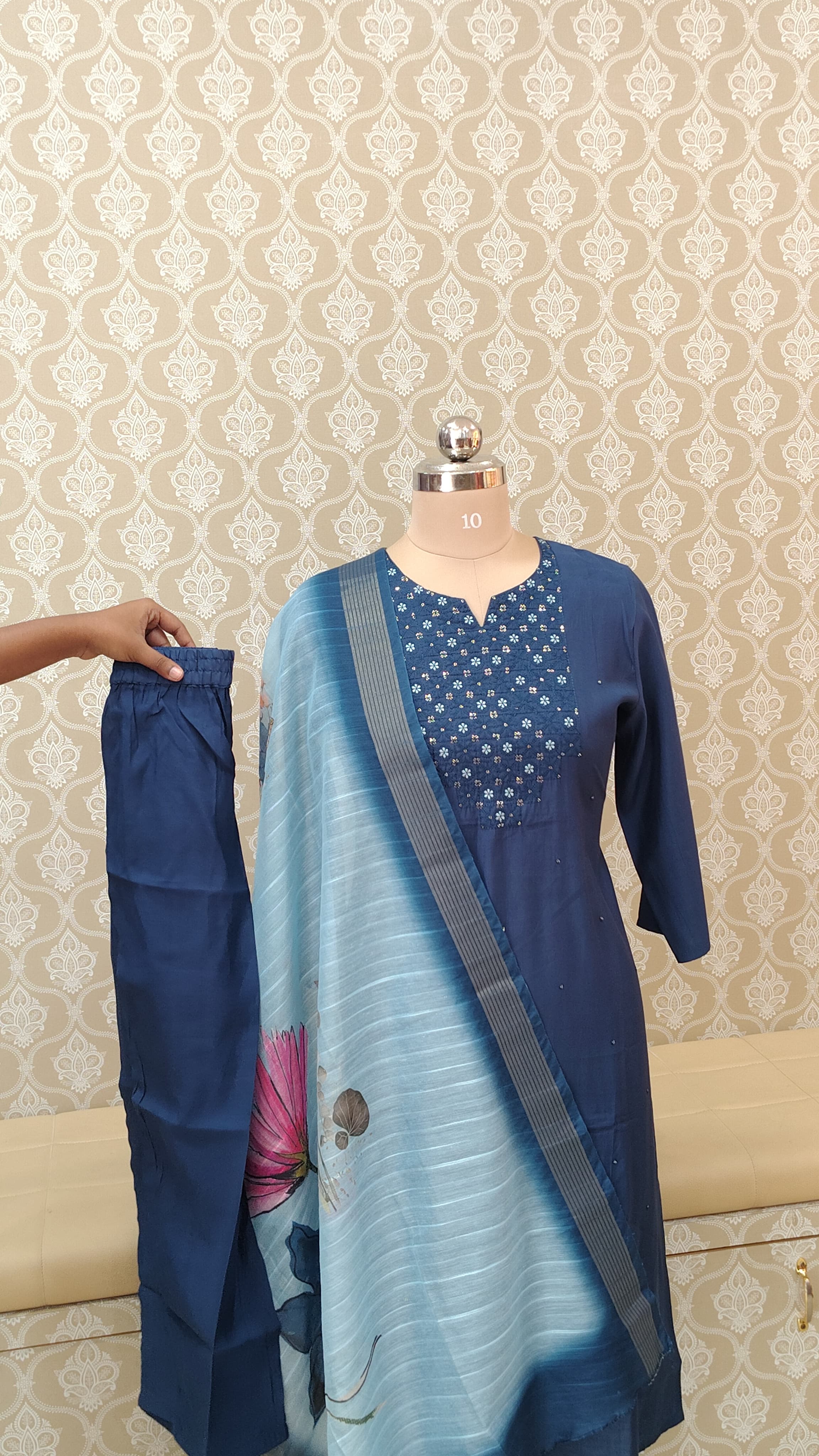 Elegant blue kurthi set
