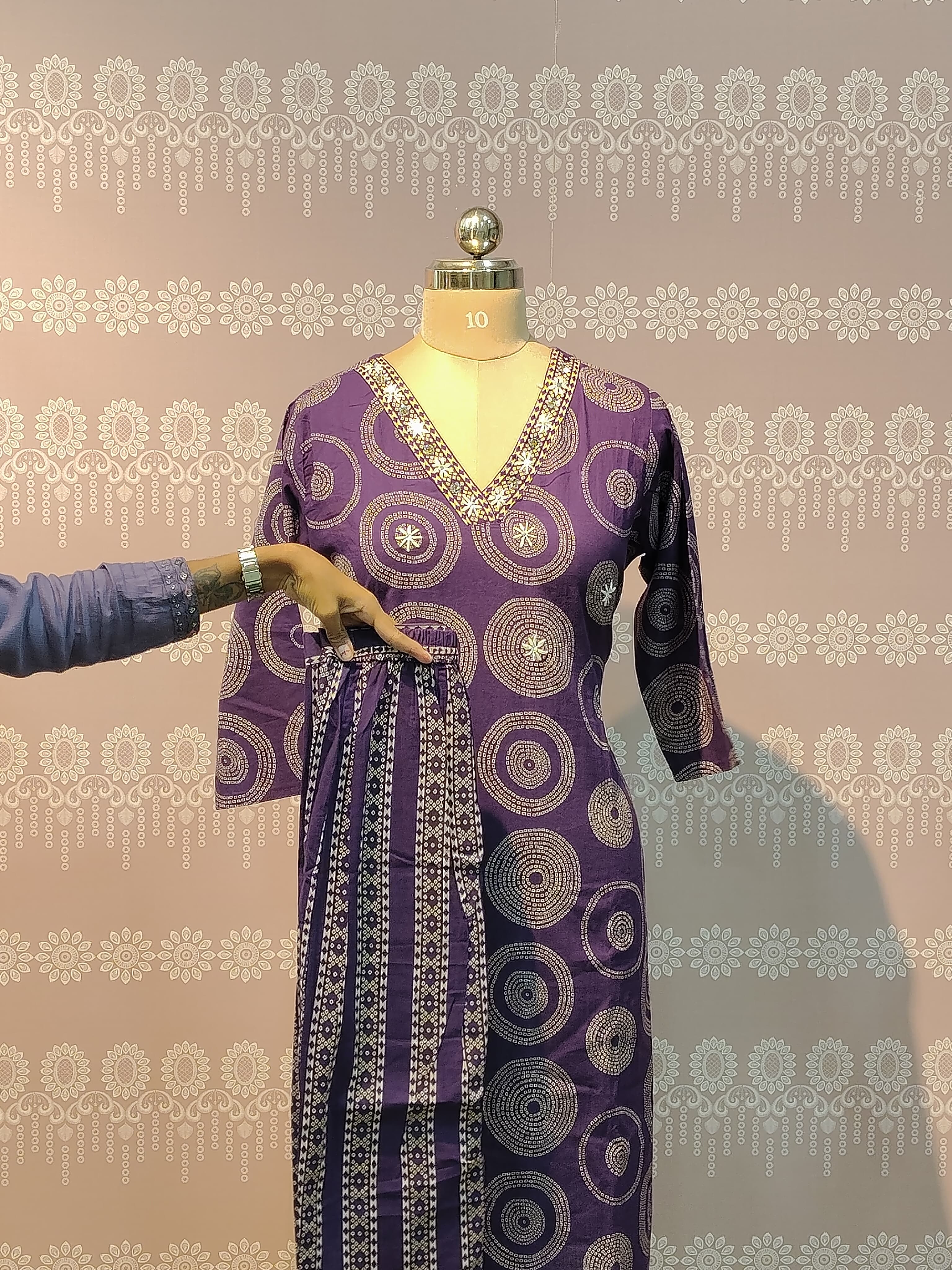 Cotton purple printed salary set