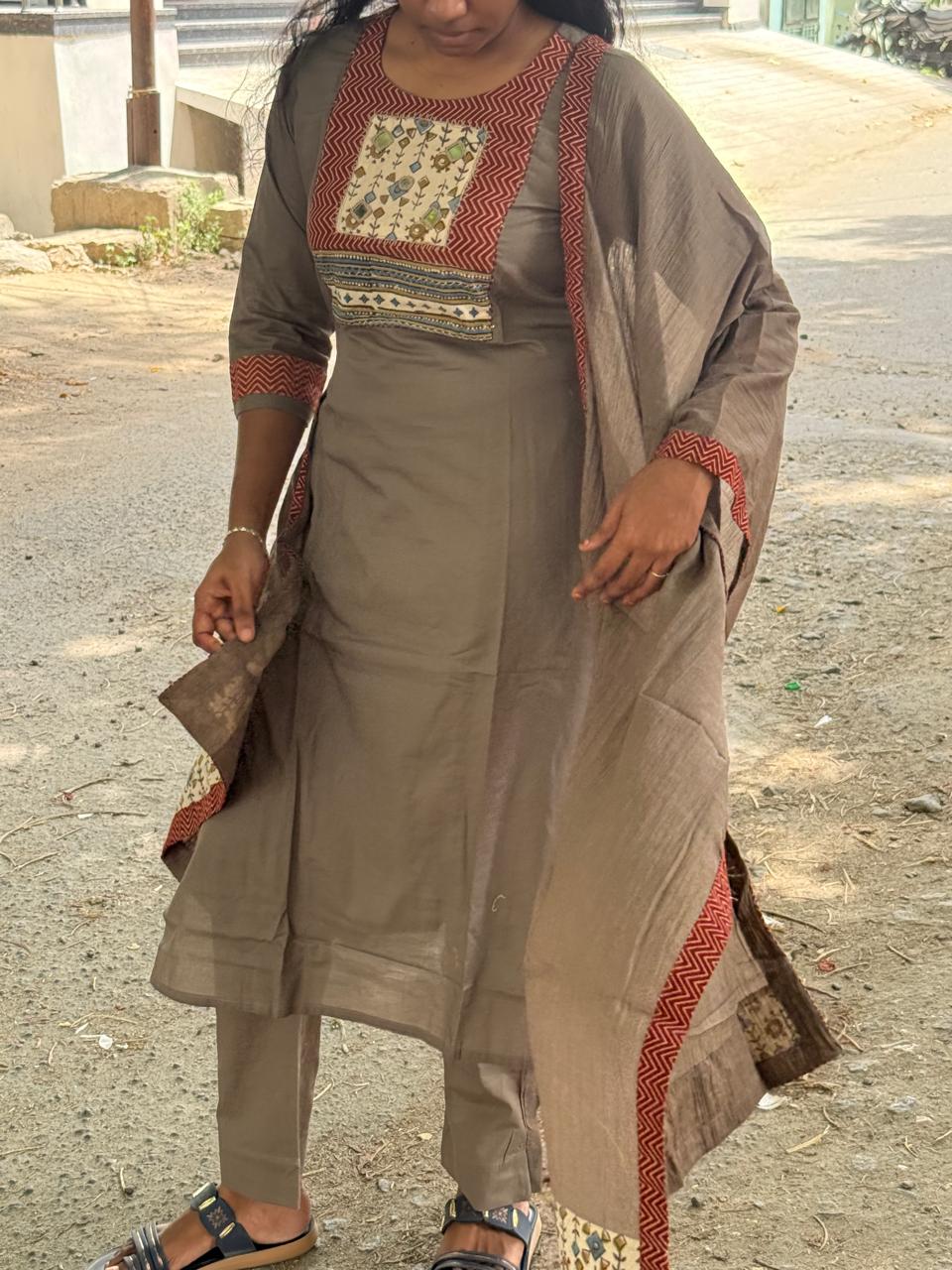 Grey desingner kurti set