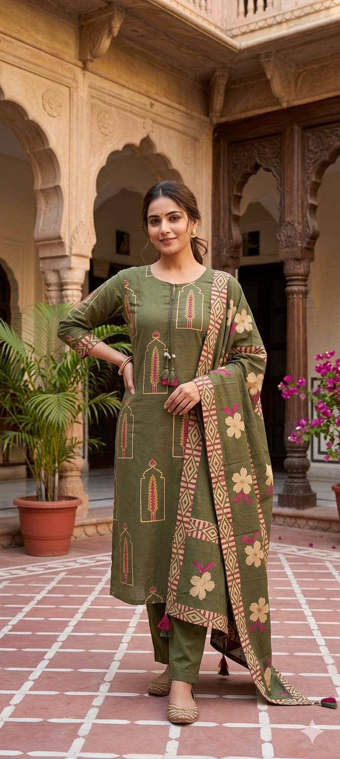 Elegant green  kurti set