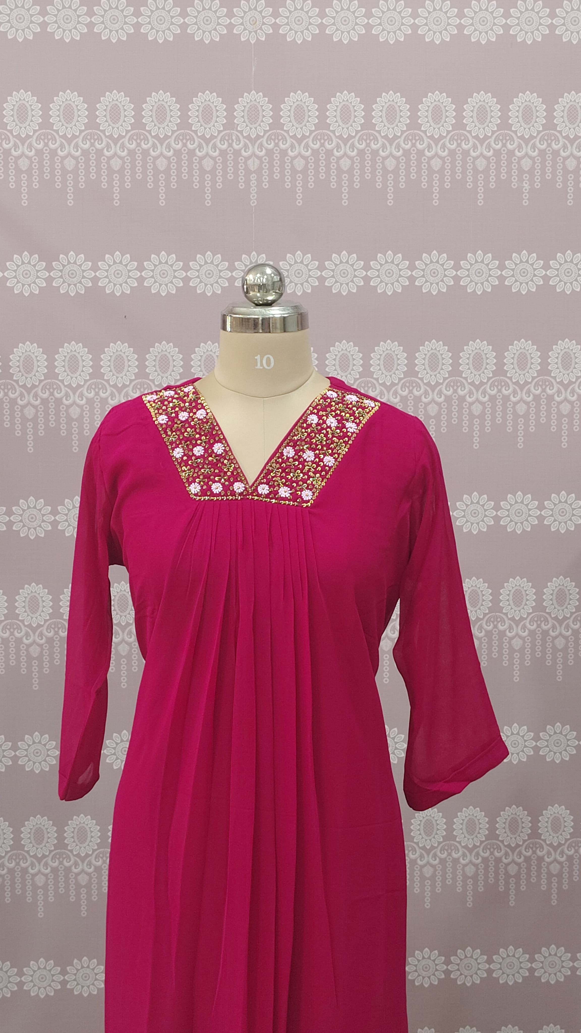 Graceful Pink Embroidered maxi