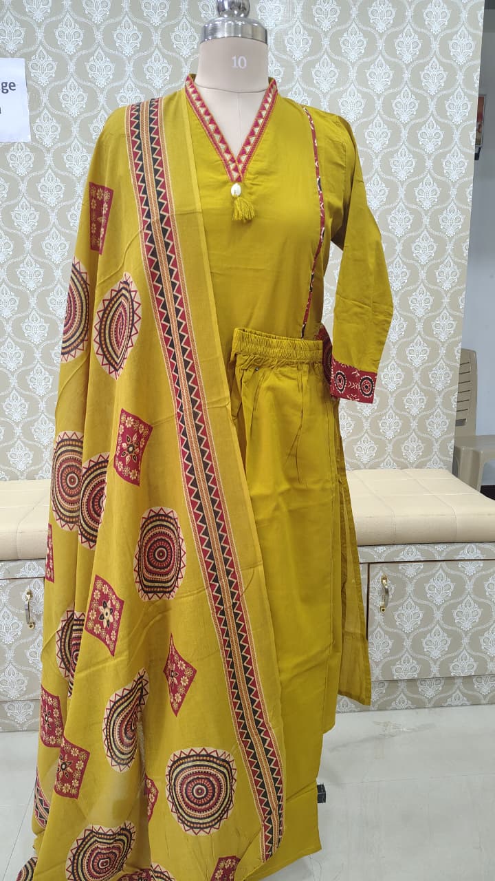 Mustard straight cut kurthi