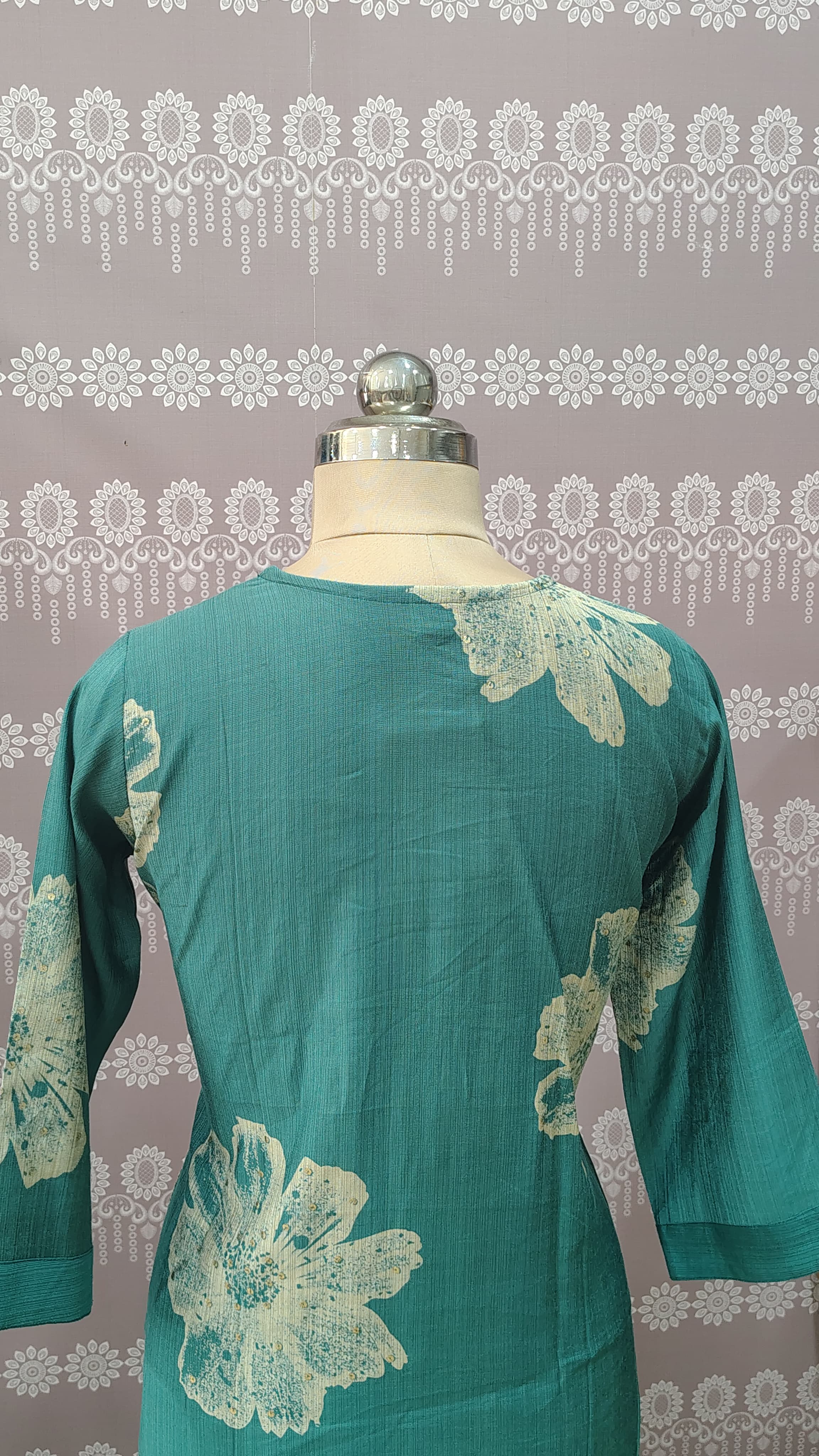 Elegant teal cotton blend kurthi set