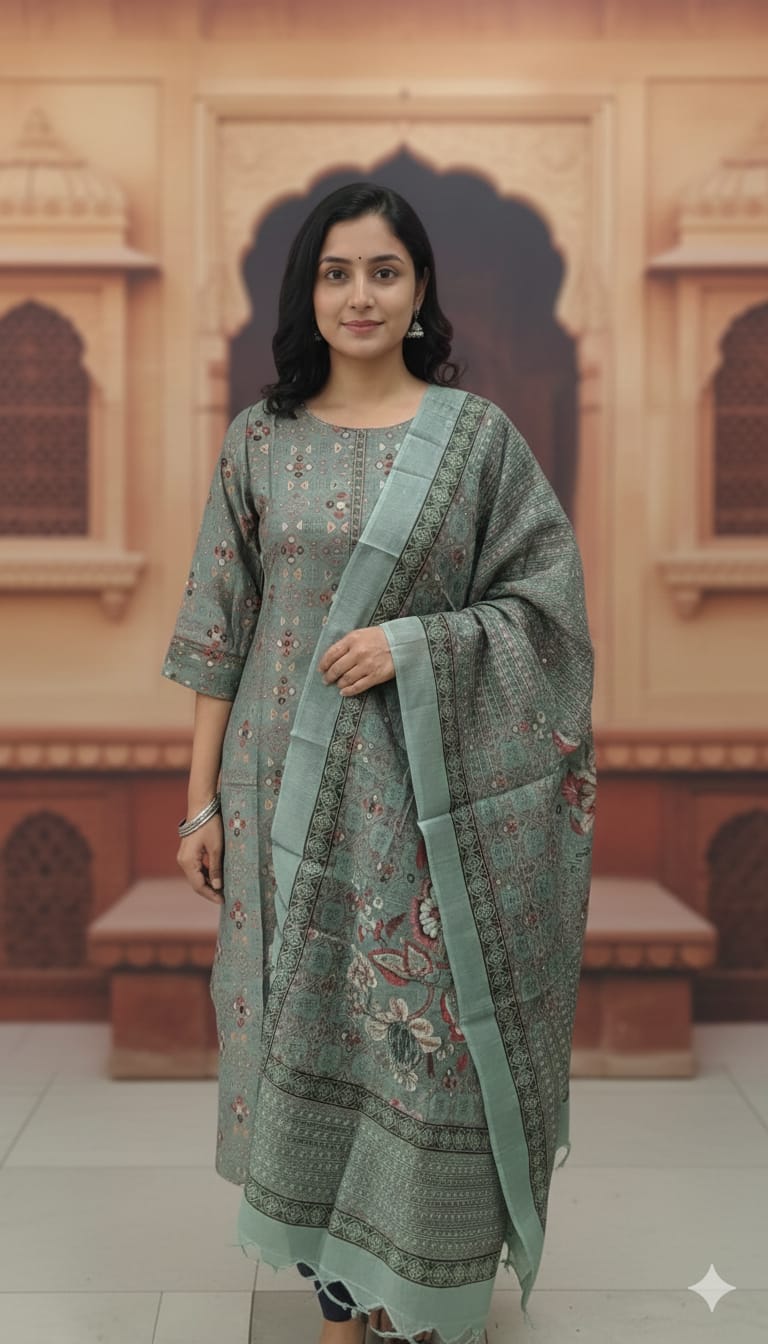 Cotton blend kurthi set