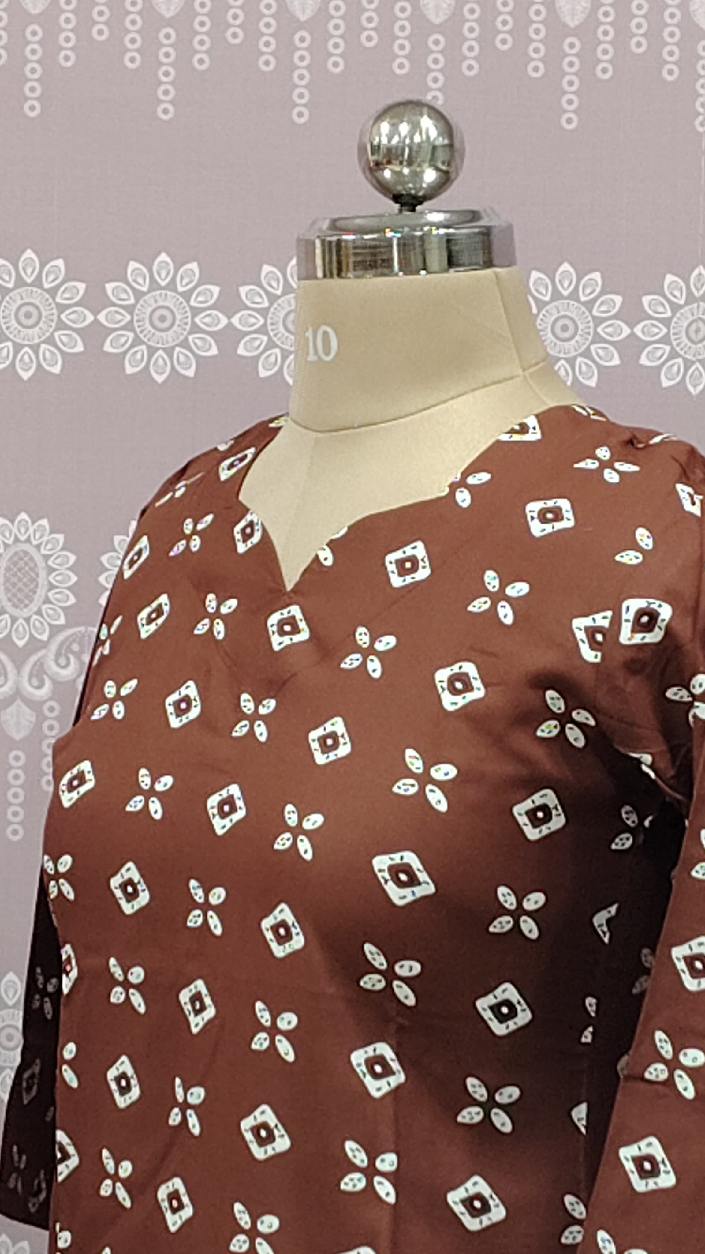 Brown printed top