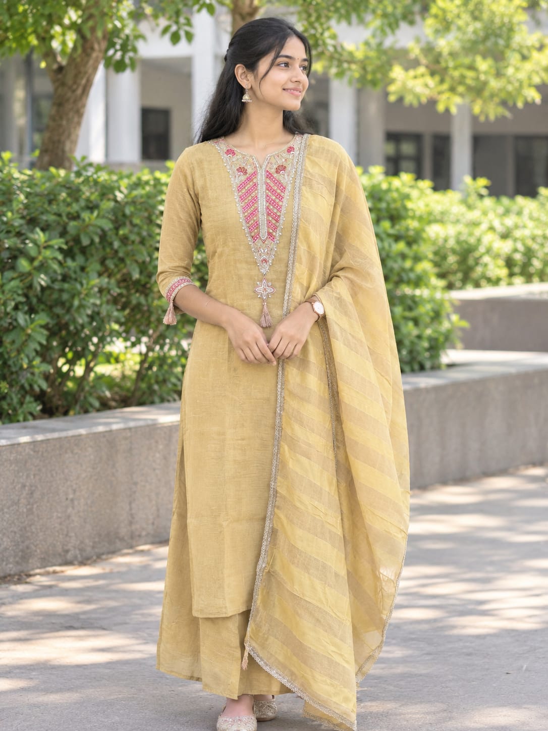 Elegant Mustard yellow kurti set