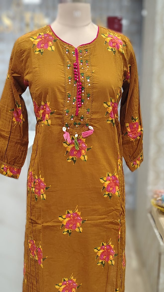 Mustard Yellow kurti set