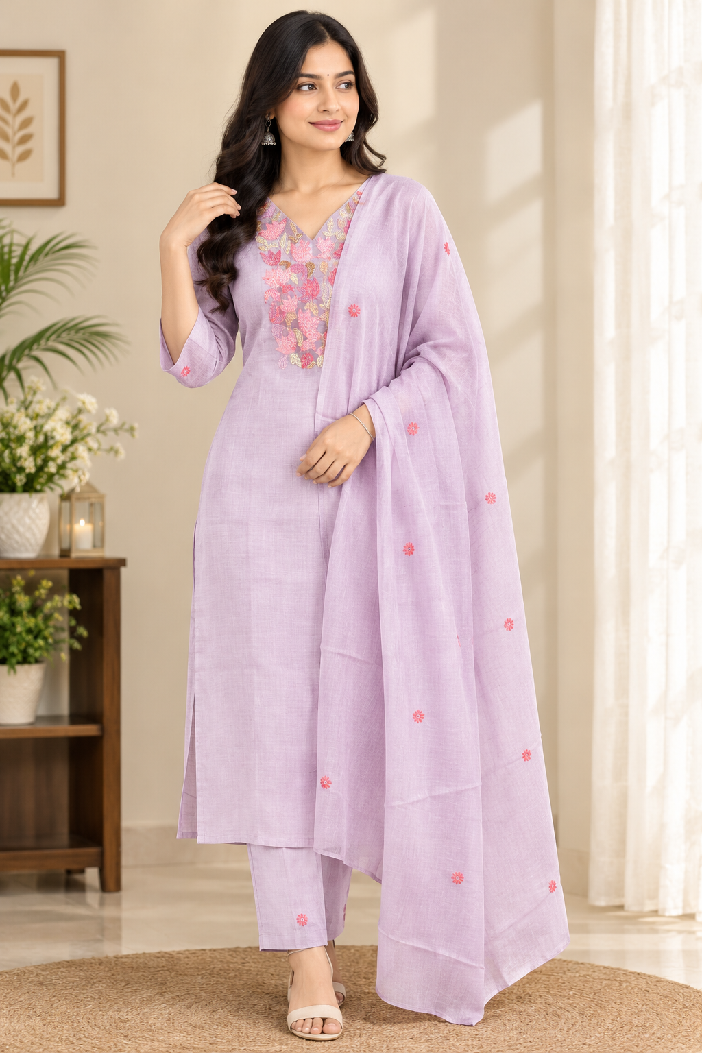 Pastel lavender kurti set