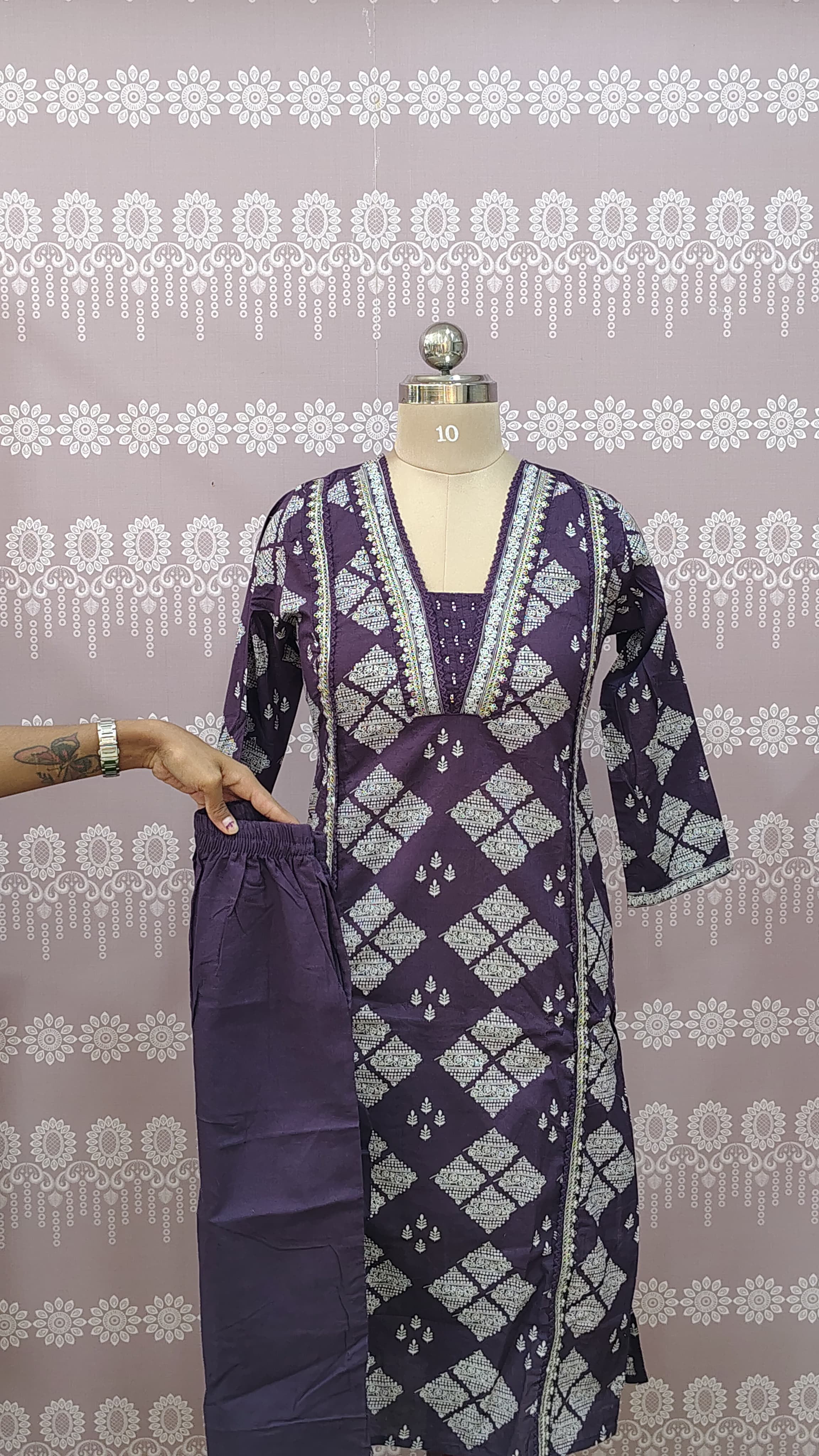 Elegant purple kurta set