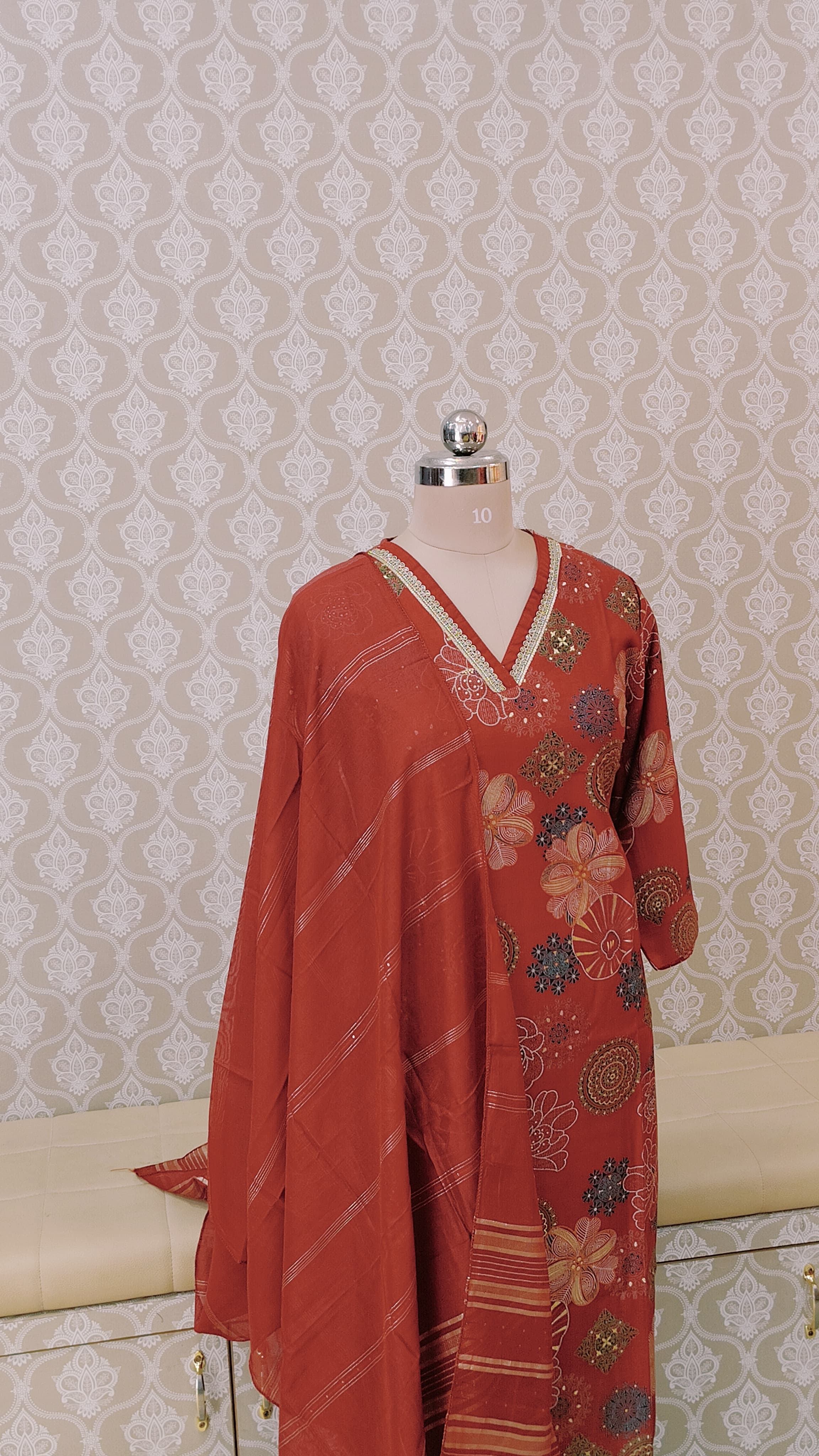 Elegant maroon  kurthi set