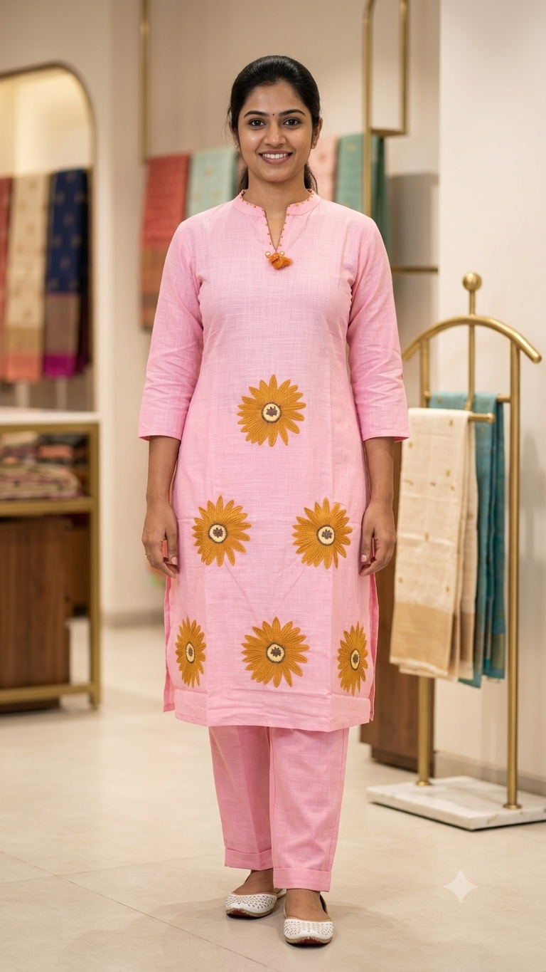 Pink Florl kurti set