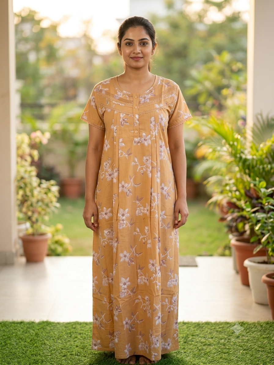 Floral Printed Cotton Nighty