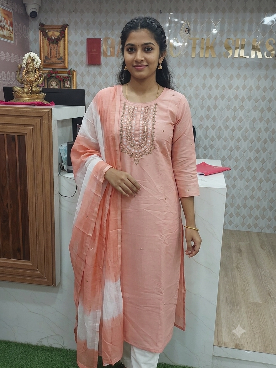 Elegant pink Floral Kurti SET