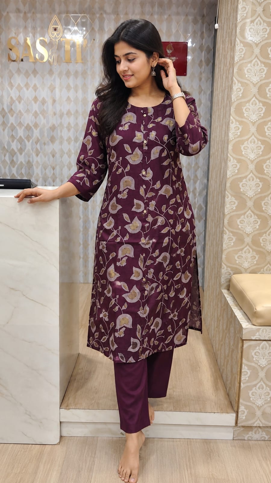 Elegant Maroon kurti set