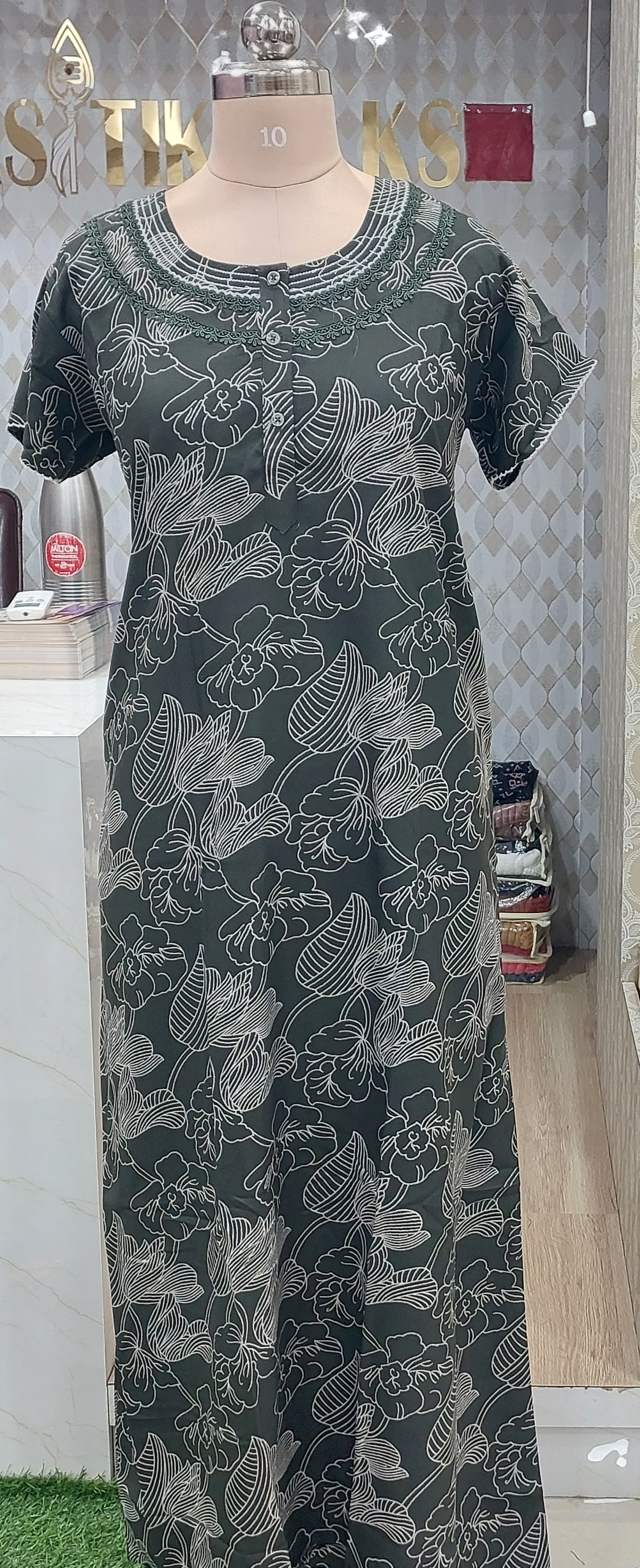 Green Cotton Nighty