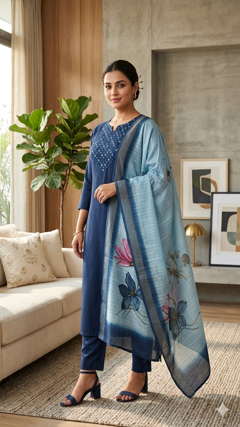 Elegant blue kurthi set