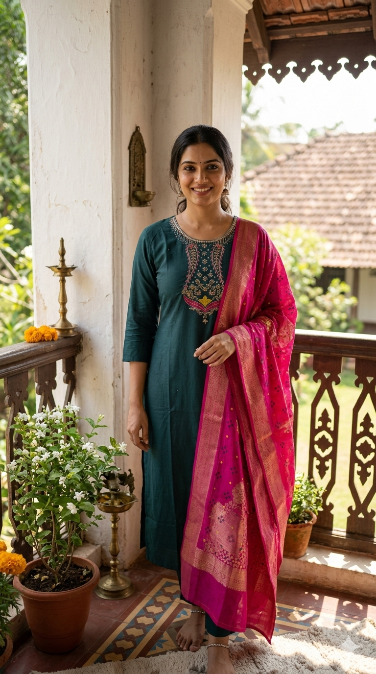 Green kurthi set