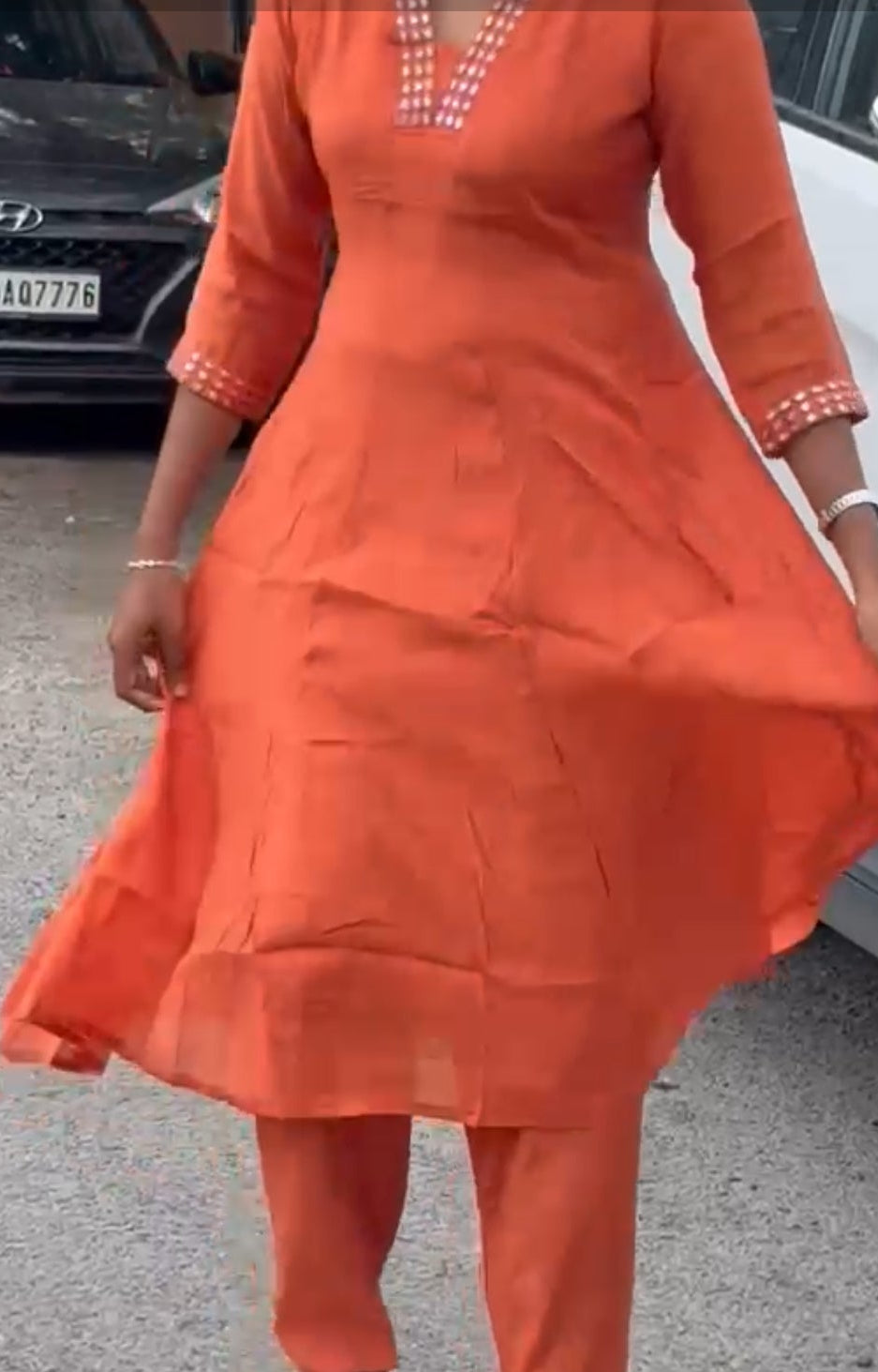 Orange Anarkali kurta set