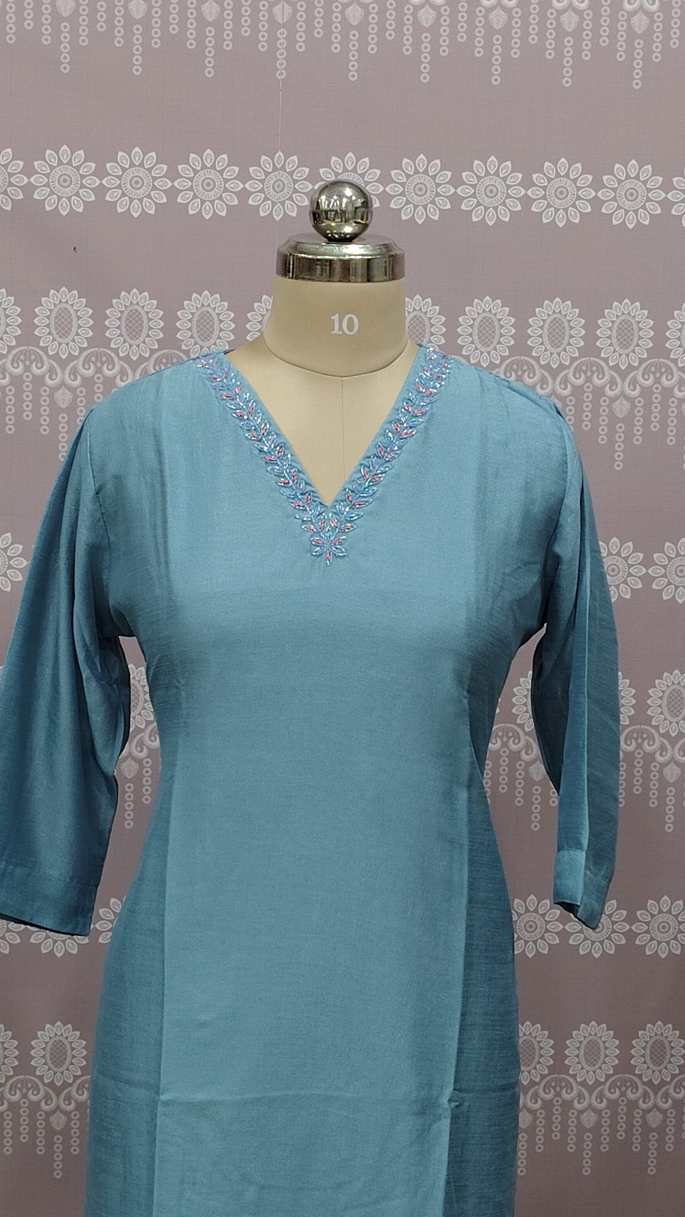 V-neck sequin work top