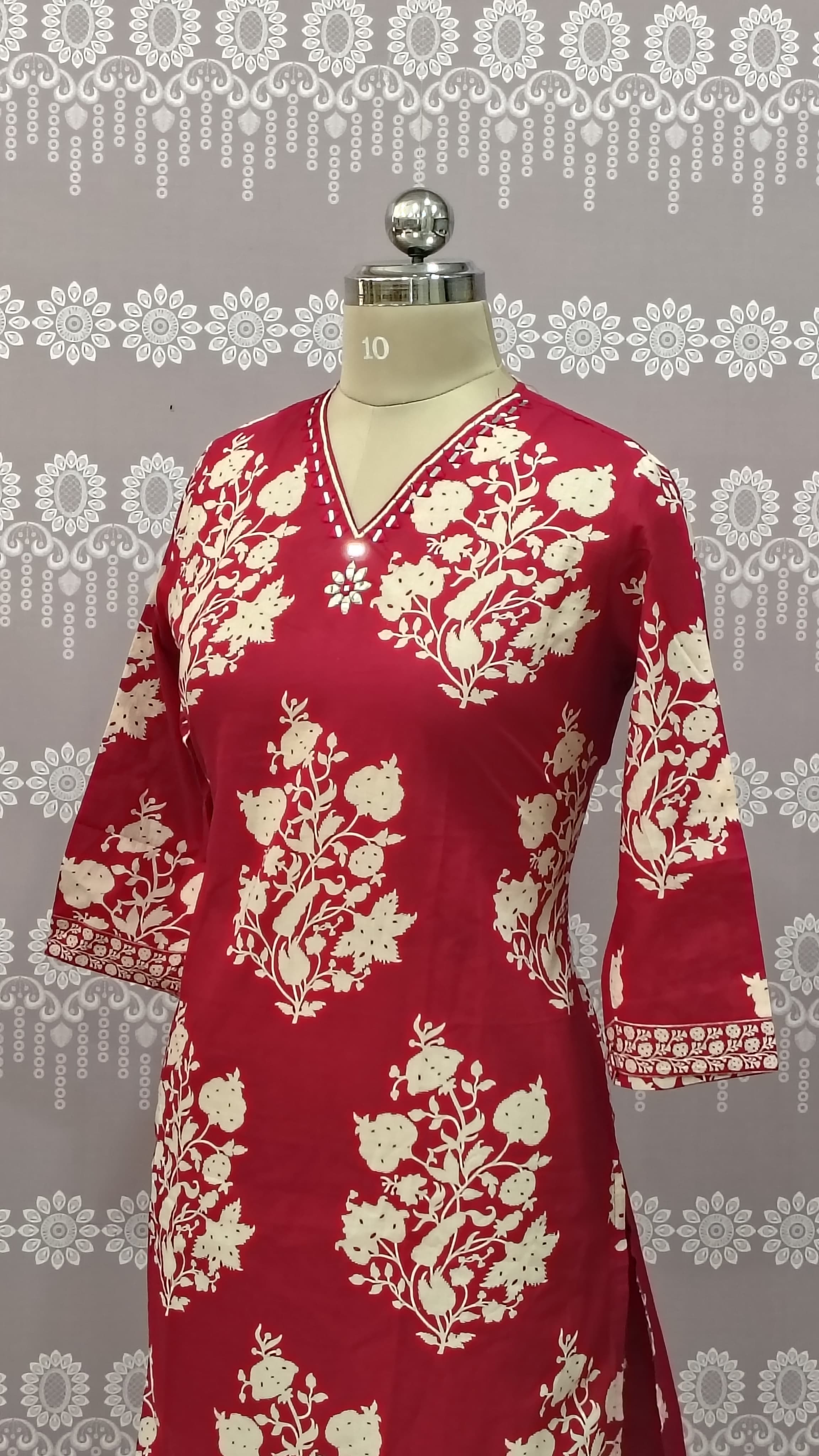 Red floral kurthi set